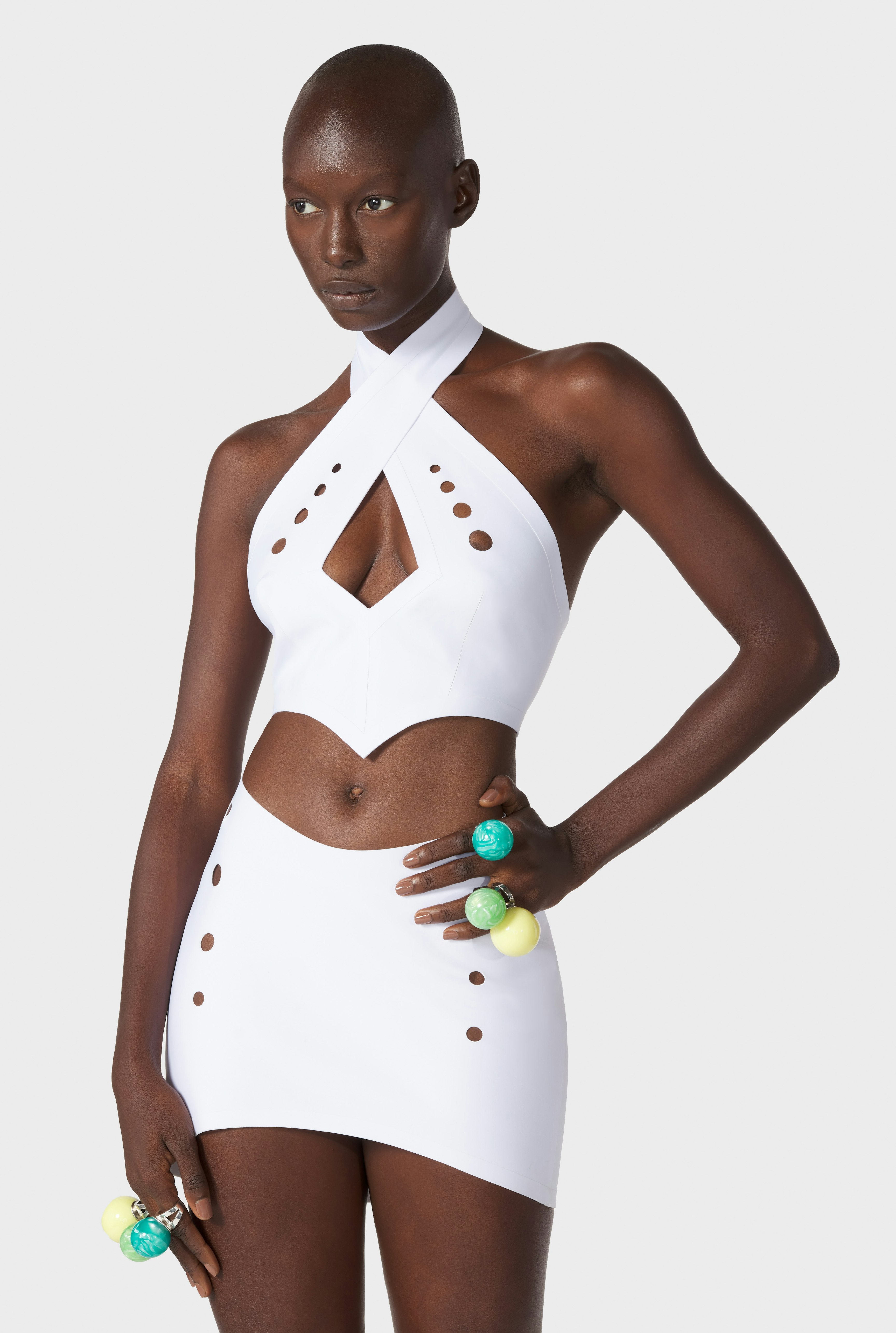 The White Perforated Crop Top
