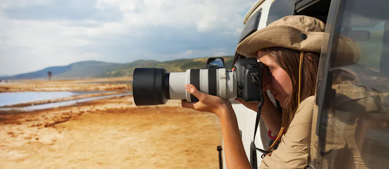 Woman on holiday taking a photo