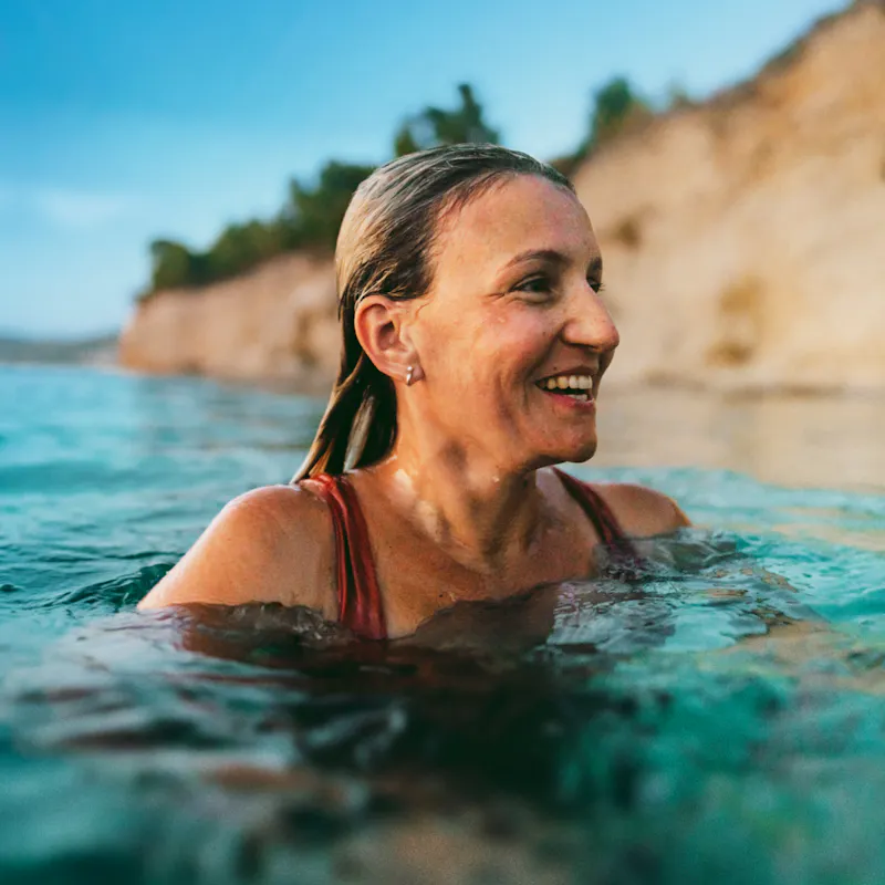 Woman swimming in the sea