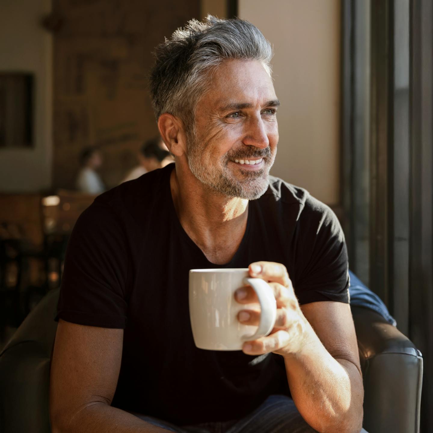 Man drinking a cup of tea