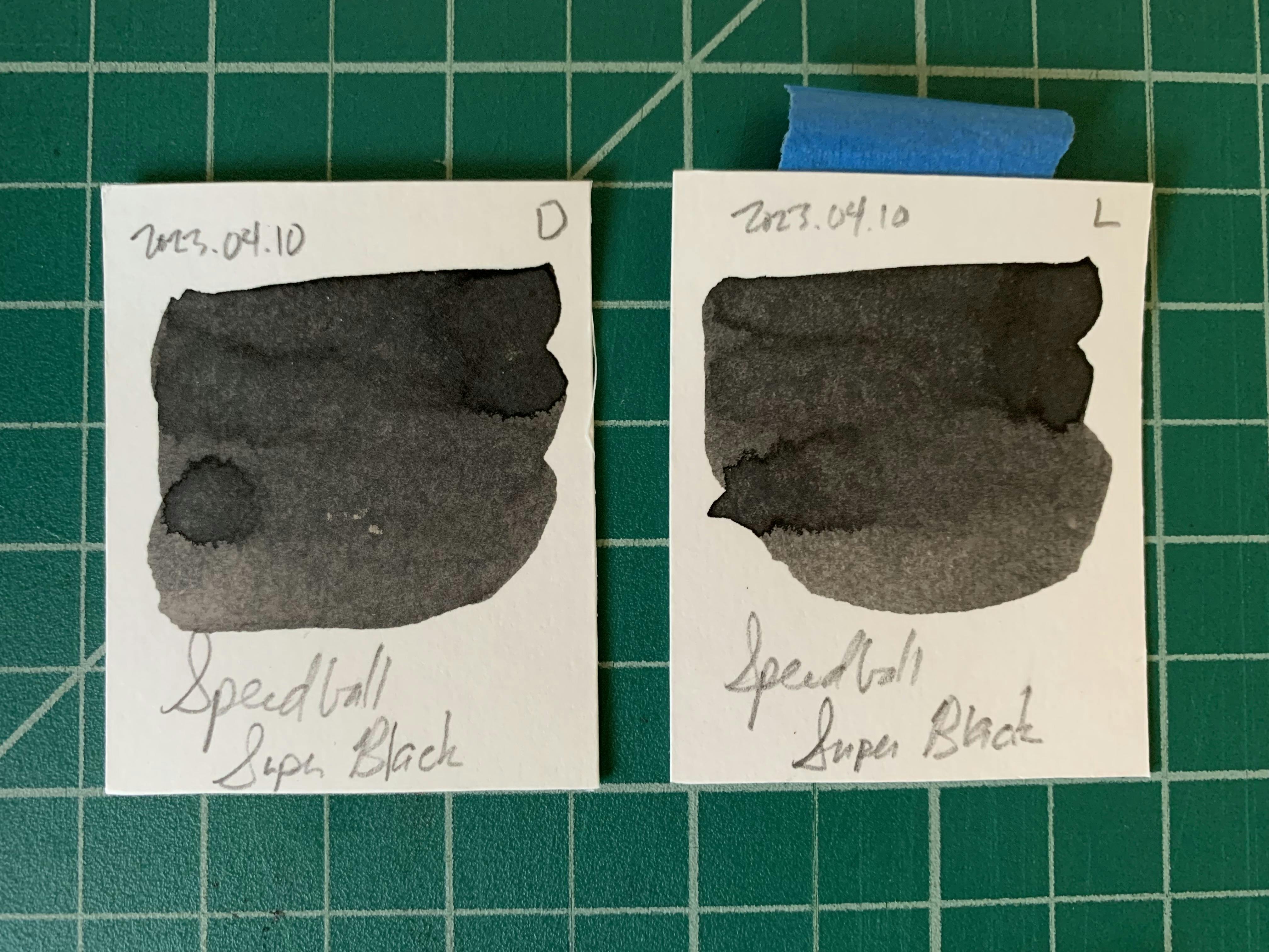 Speedball Super Black swatches, May 6, 2023