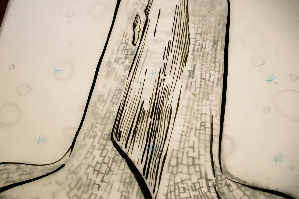 Inking for “Up and down and through and throughout”