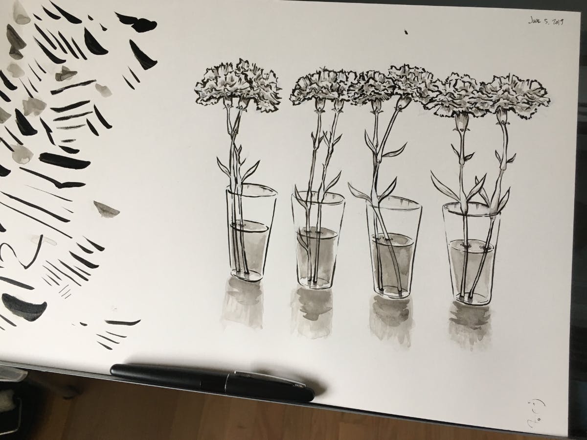 ‘Ink’ drawing on a table