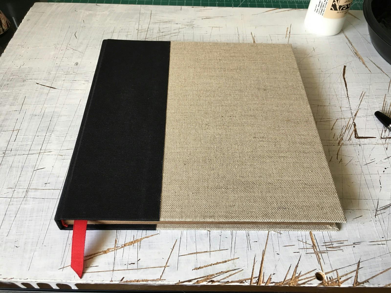 The finished sketchbook, closed.