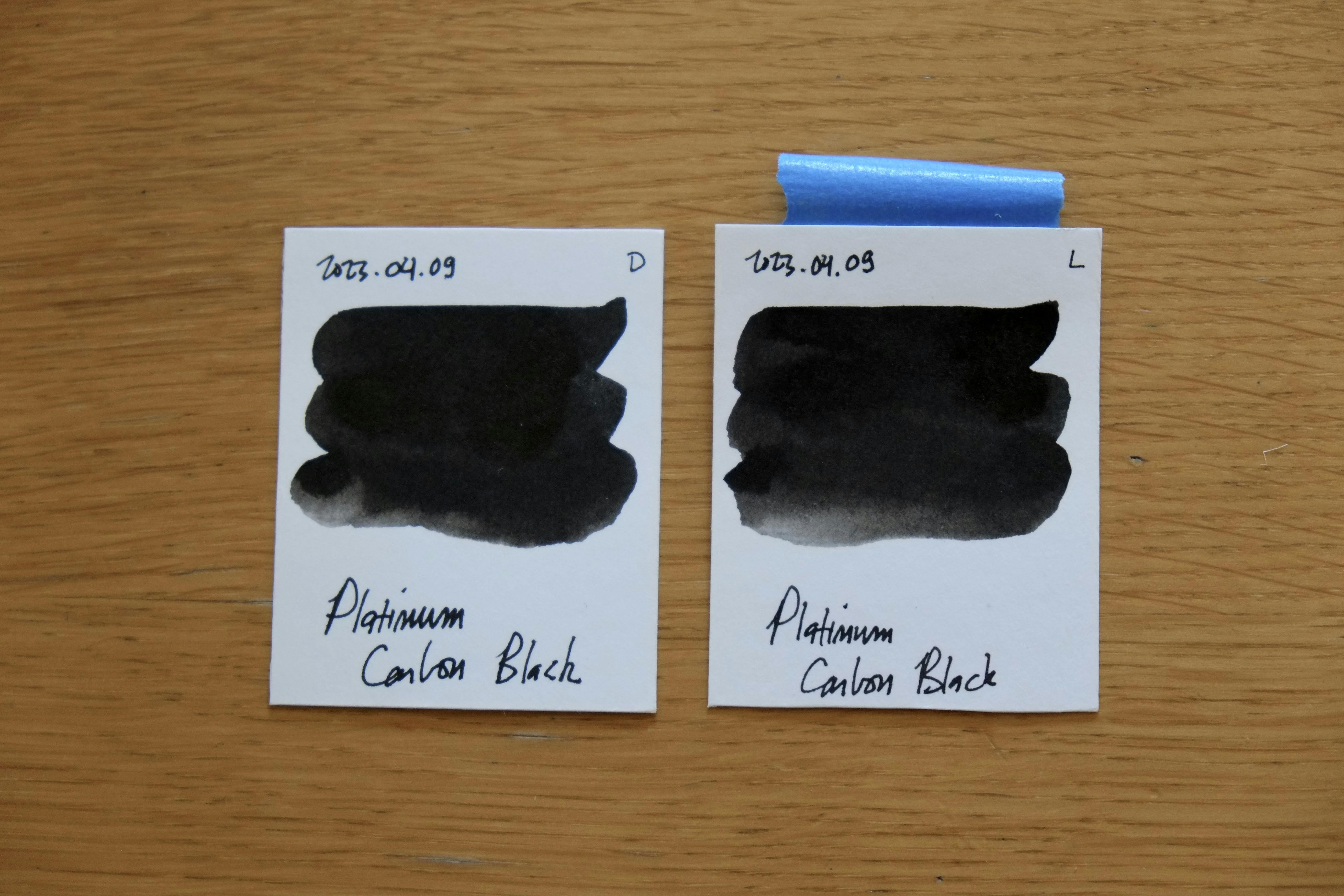 Ink test swatches from August 13, 2023: Platinum Carbon Black