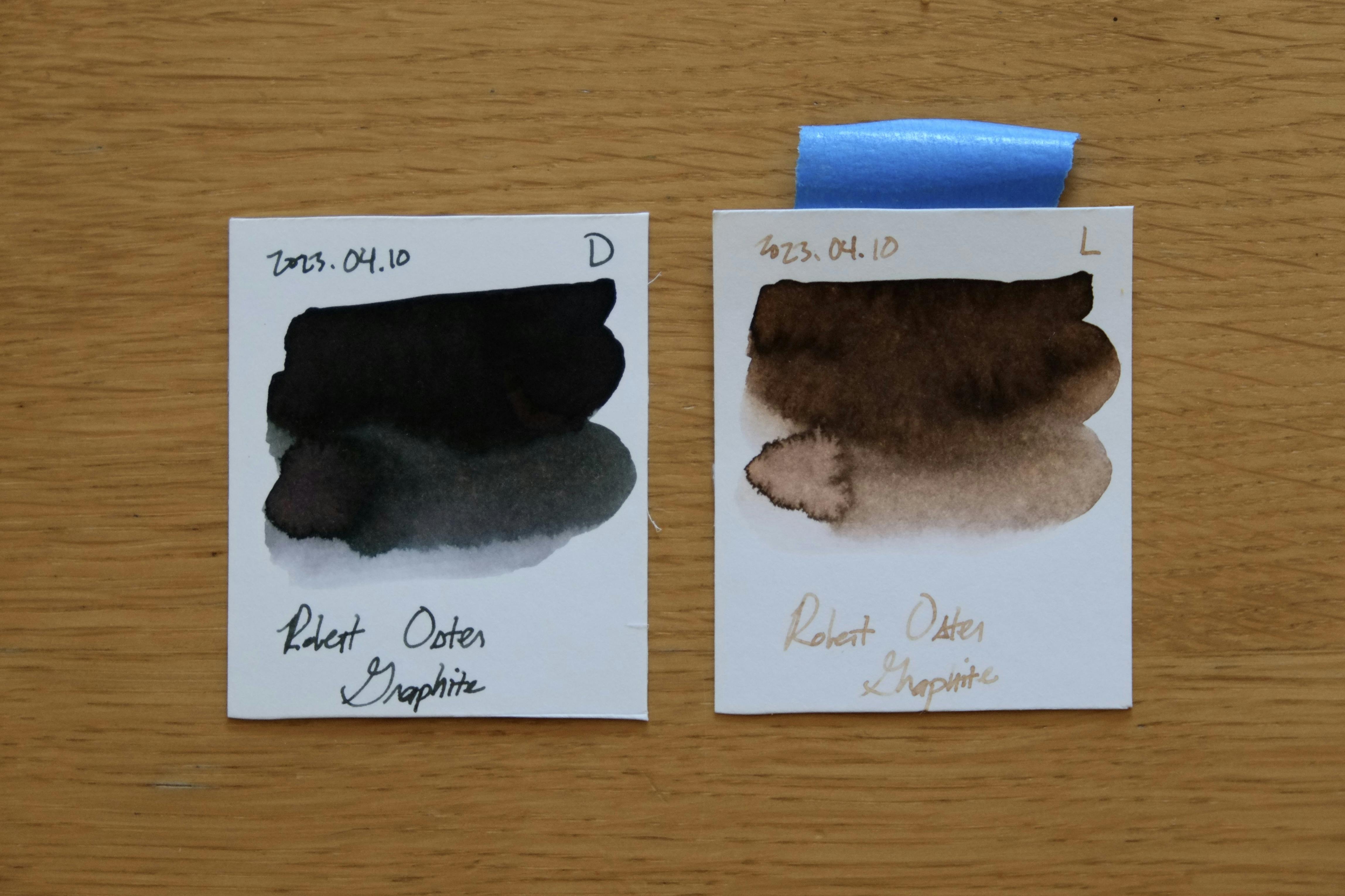 Ink test swatches from August 13, 2023: Robert Oster Graphite
