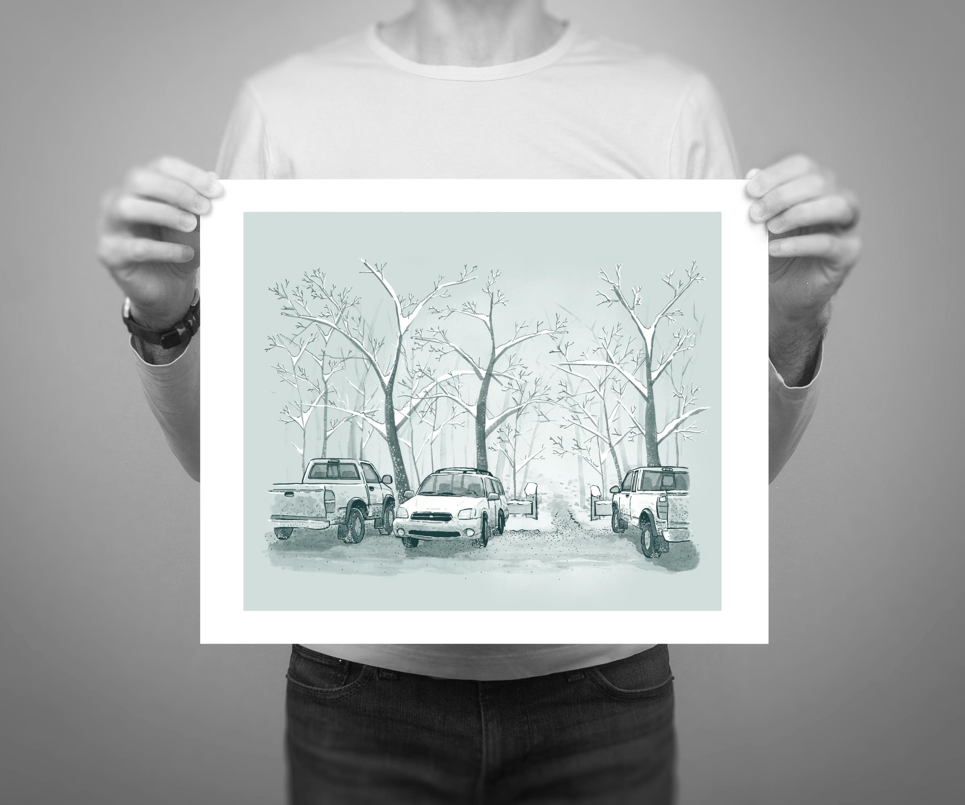14 x 11" giclee print edition of 'Trailhead', from the Pataspsco illustration series