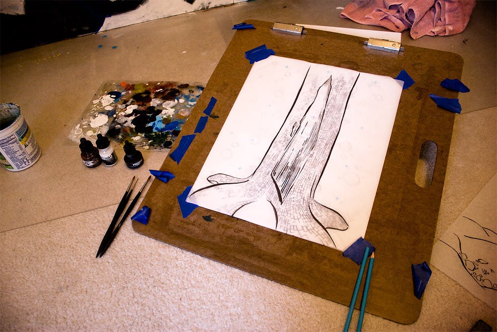 Inking for “Up and down and through and throughout”