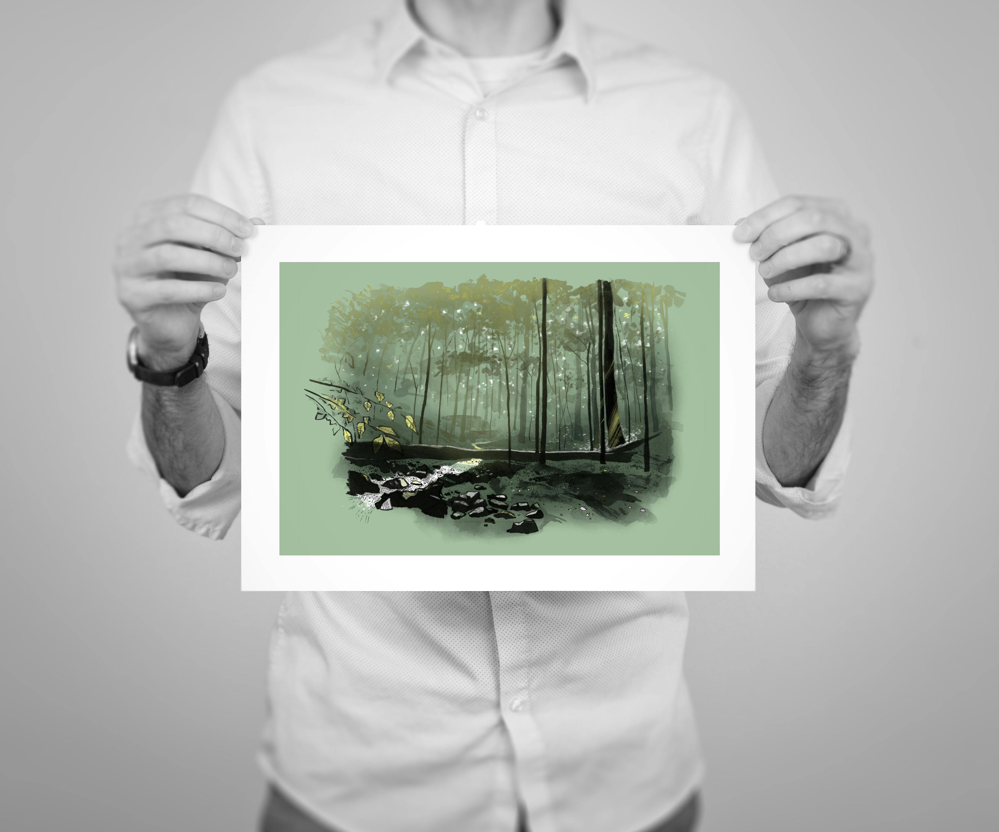 12 x 8” Giclee print edition of “Creekbed’ from the Patapsco illustration series