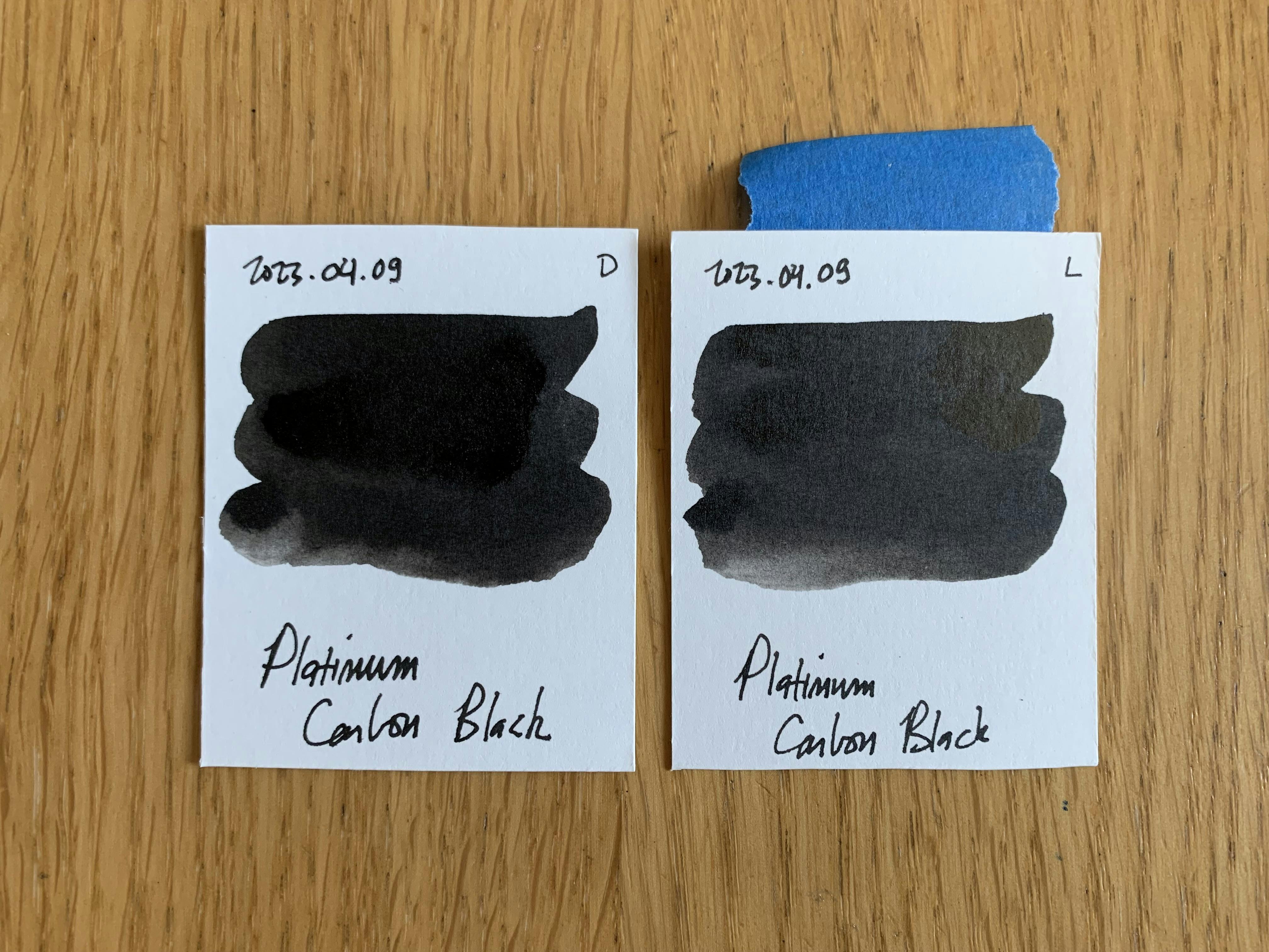 Ink swatches for Platinum Carbon Black , April 9, 2023