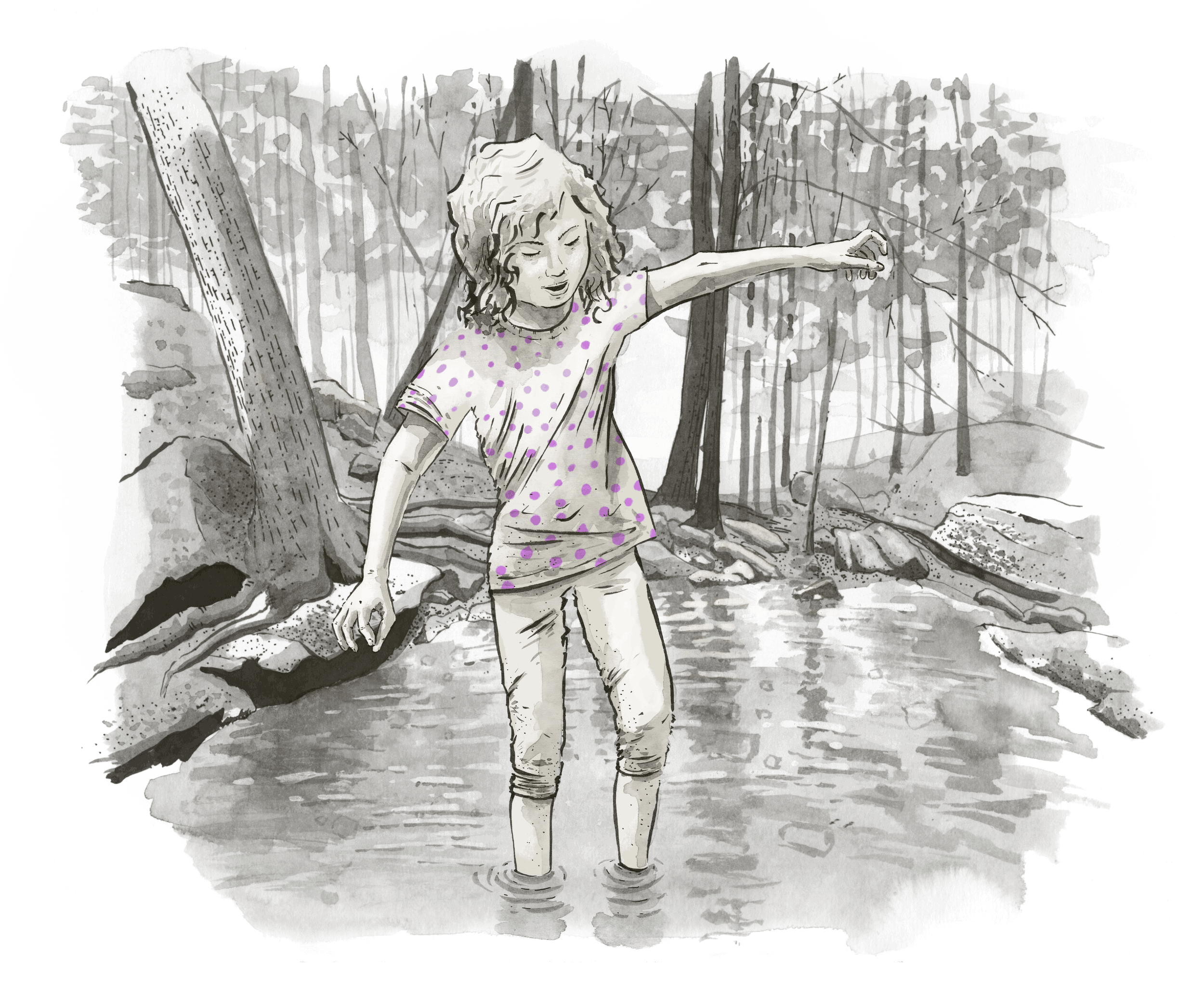 Evelyn, splashing in the creek