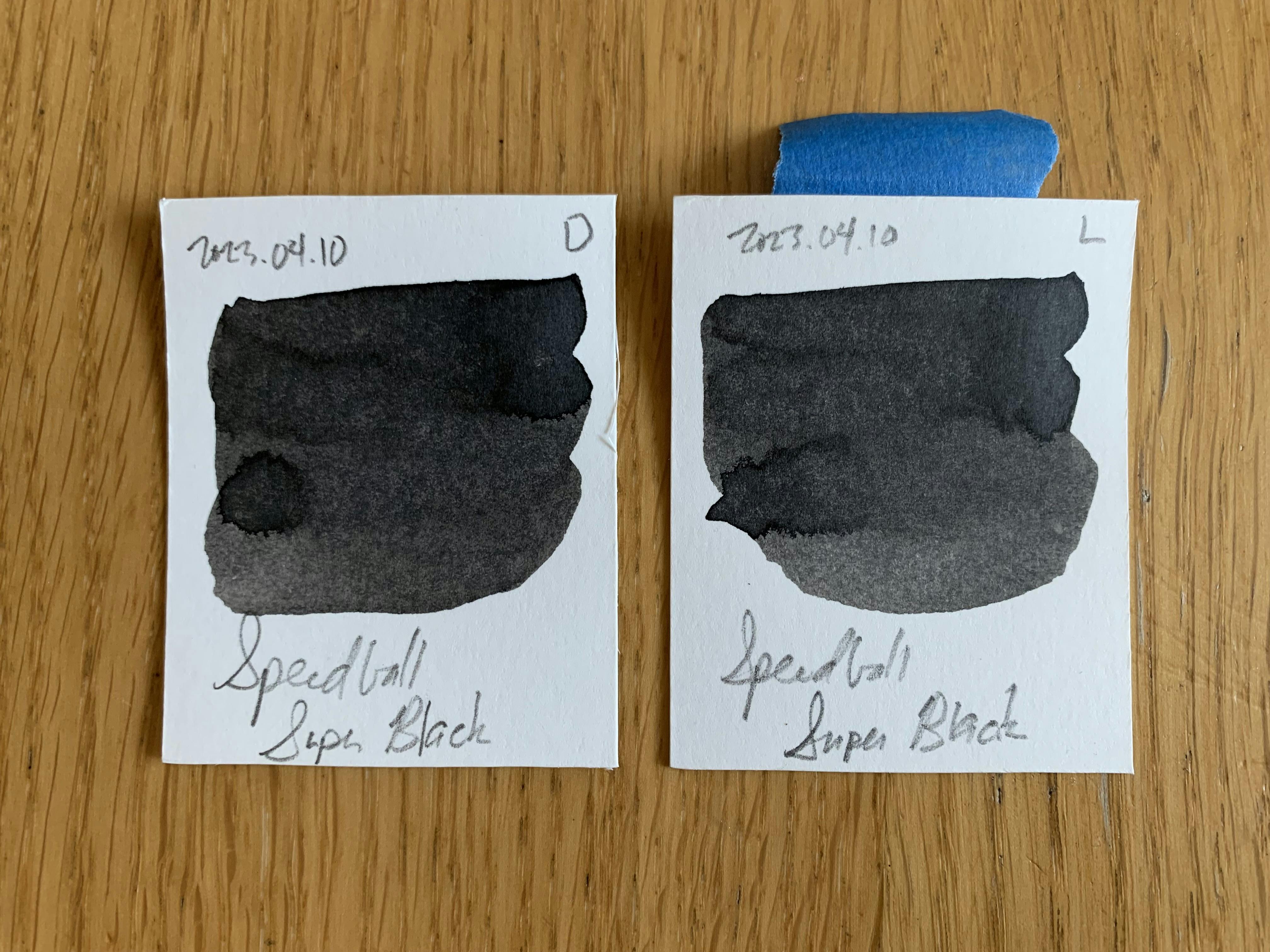 Ink swatches for Speedball Super Black , April 10, 2023