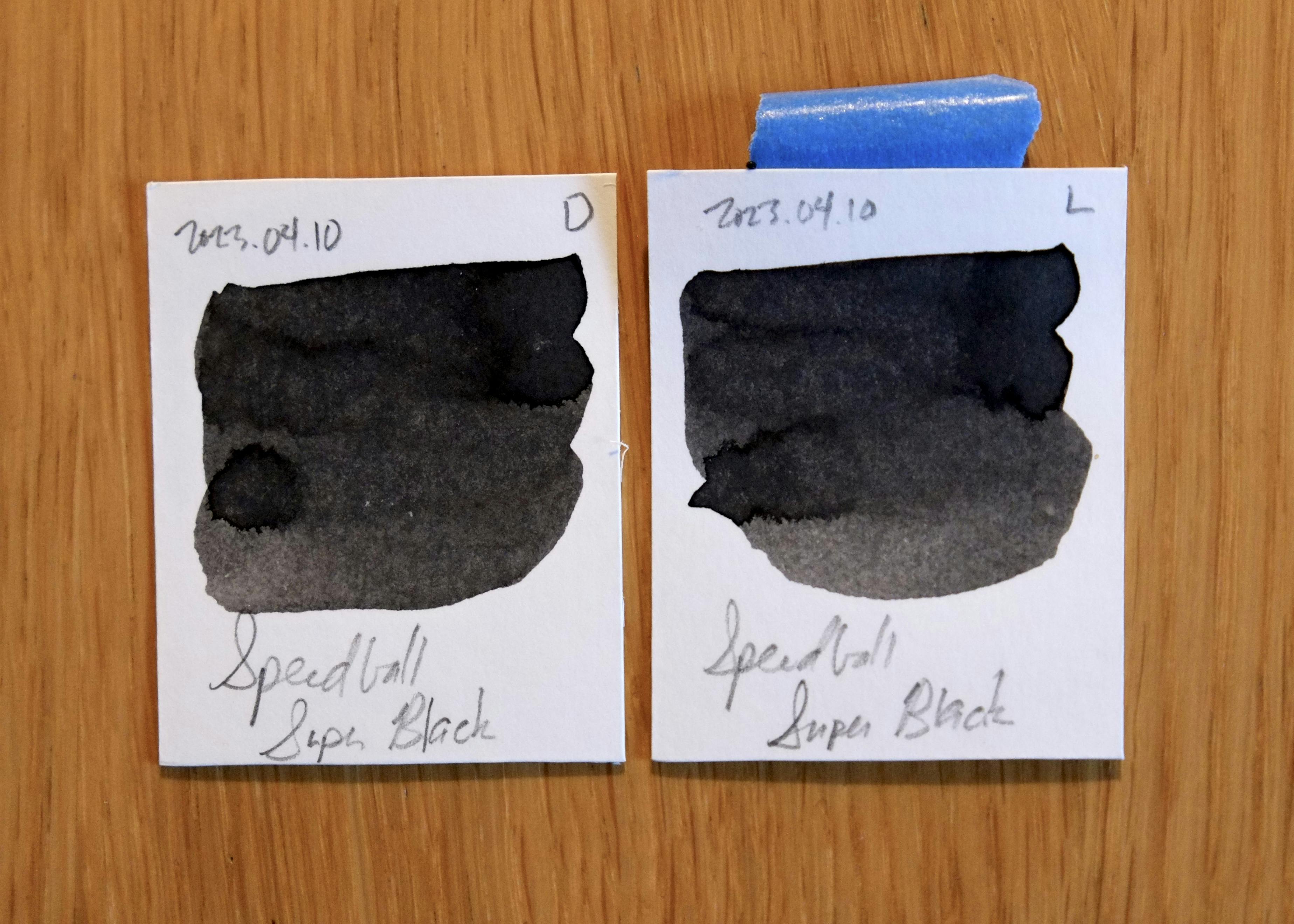 Ink swatch from Sept. 19, 2023: Speedball Super Black