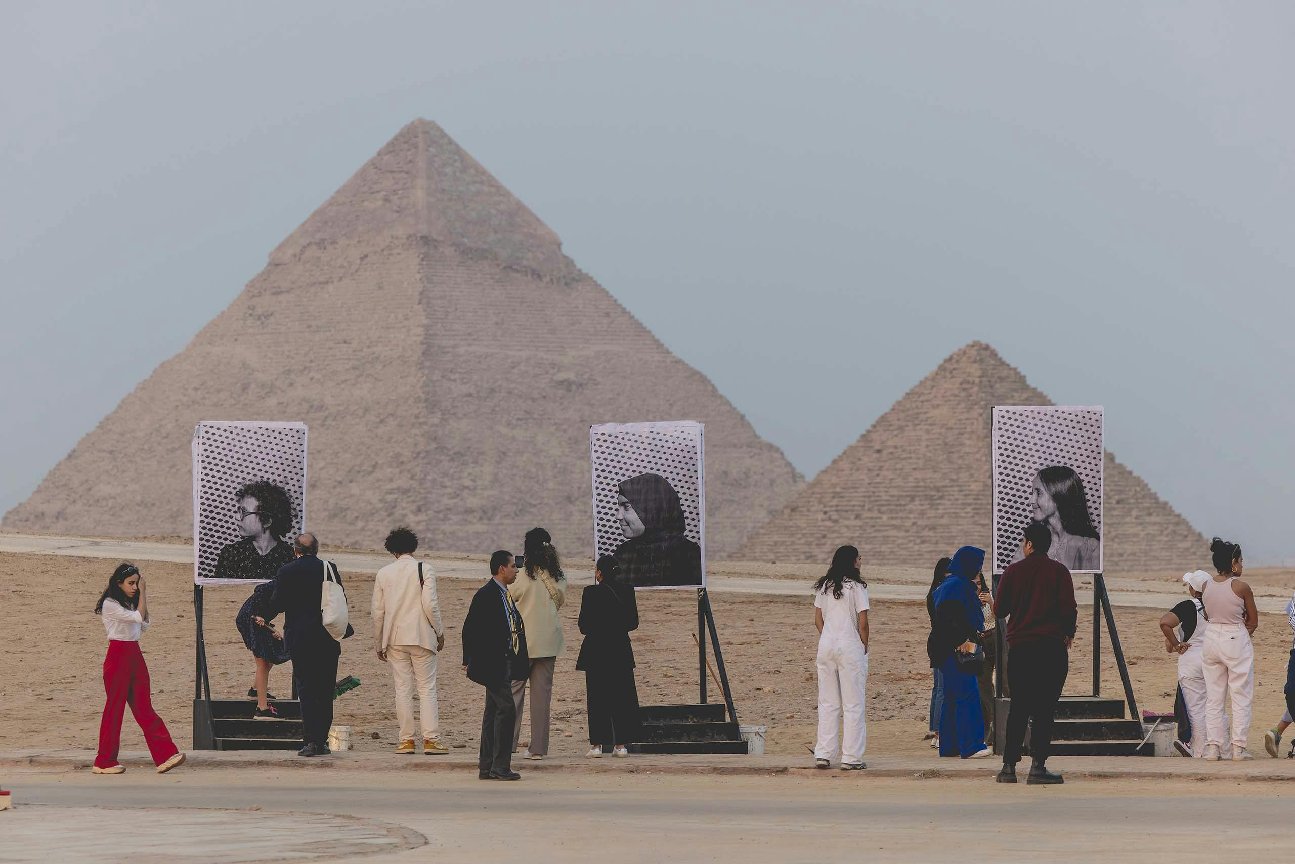 Part of JR's Installation at the Giza Pyramids