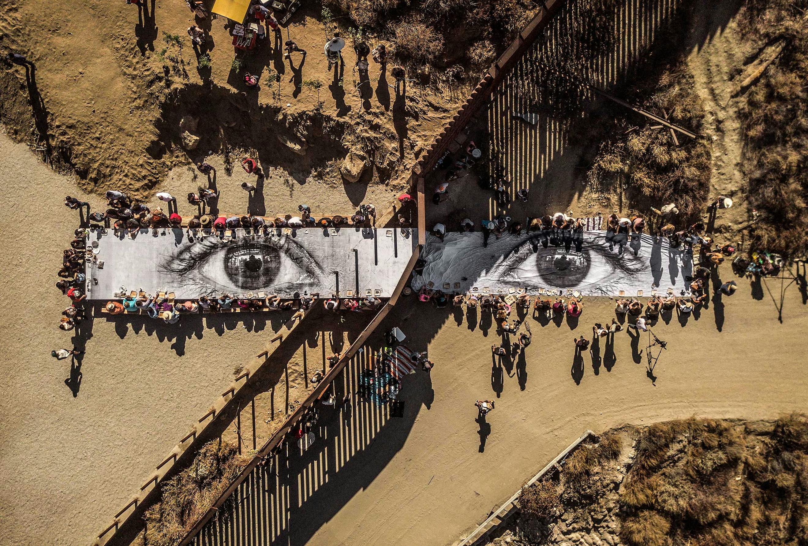 Aerial photograph of JR’s Migrants