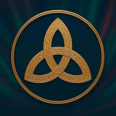 The image shows a triquetra, an ancient symbol of Celtic origin. It represents the interconnection of the physical, mental, and spiritual levels. 