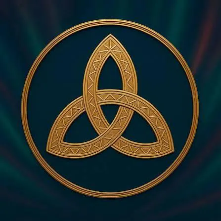 The image shows a triquetra, an ancient symbol of Celtic origin. It represents the interconnection of the physical, mental, and spiritual levels.