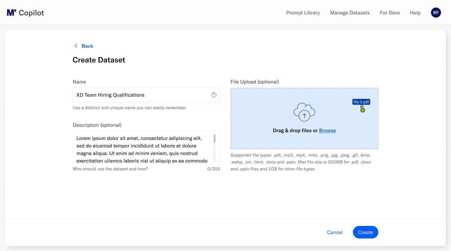 Mockup of Draggable Interaction to Upload File