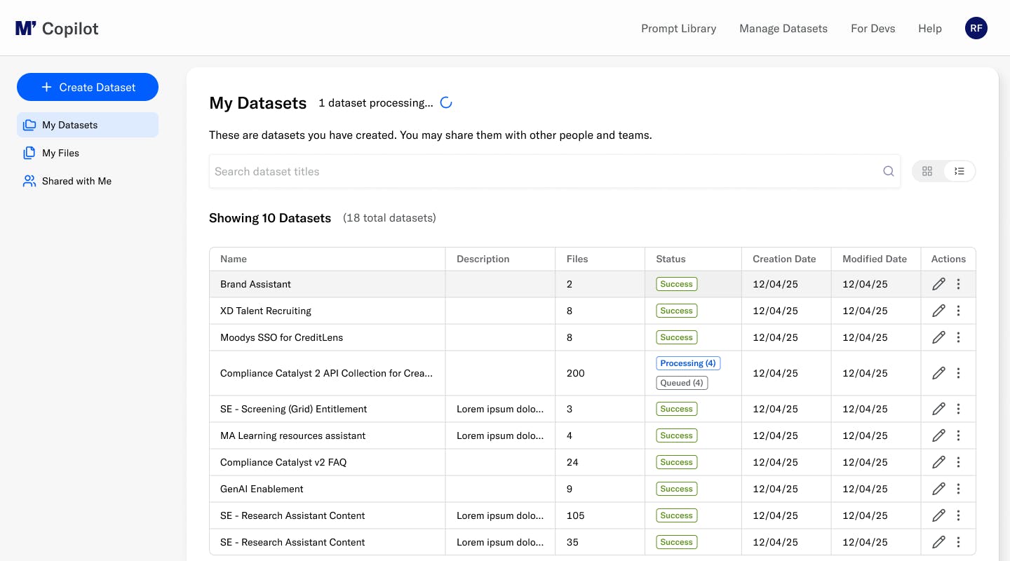 Mockup of a Table View