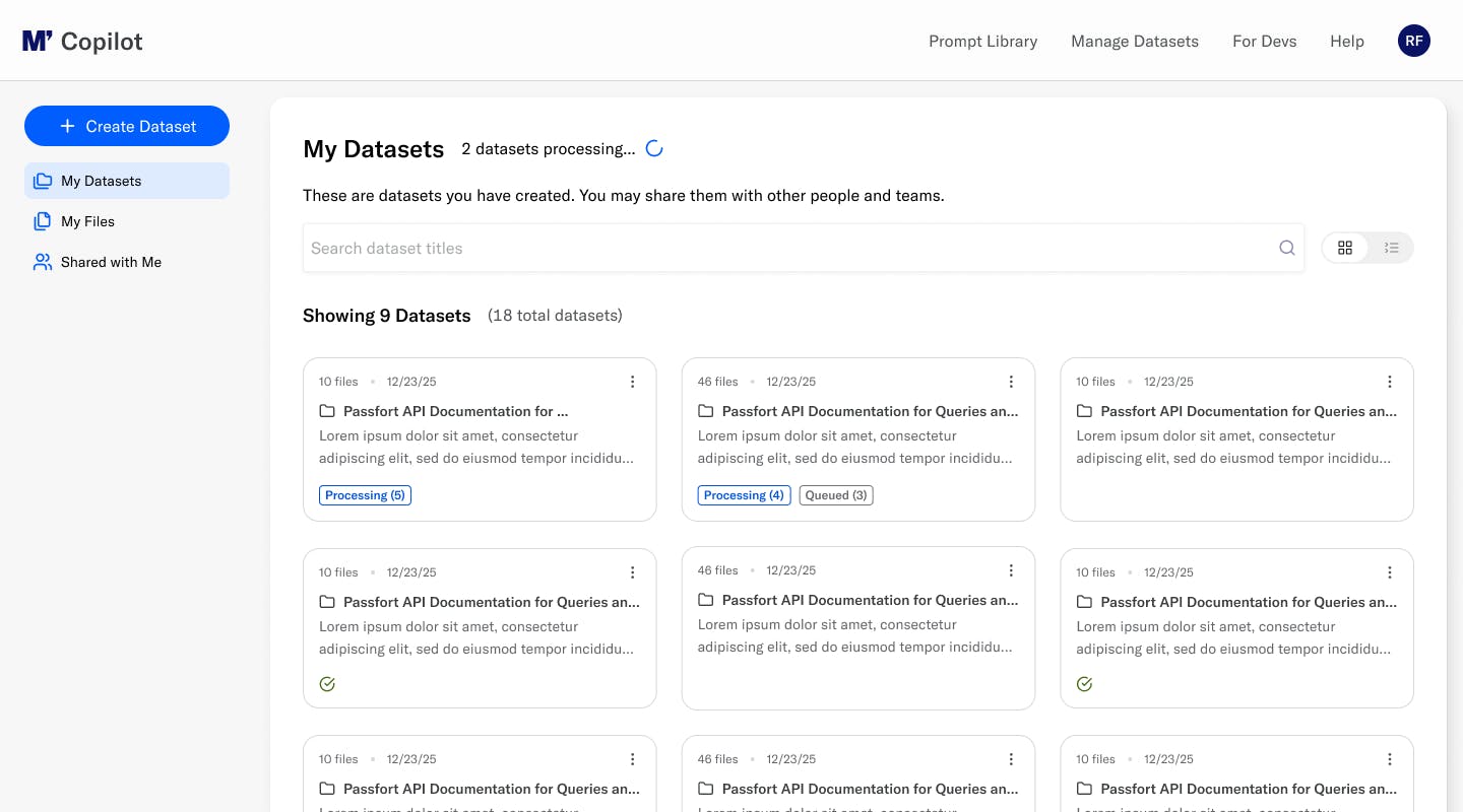 Mockup of a Grid View