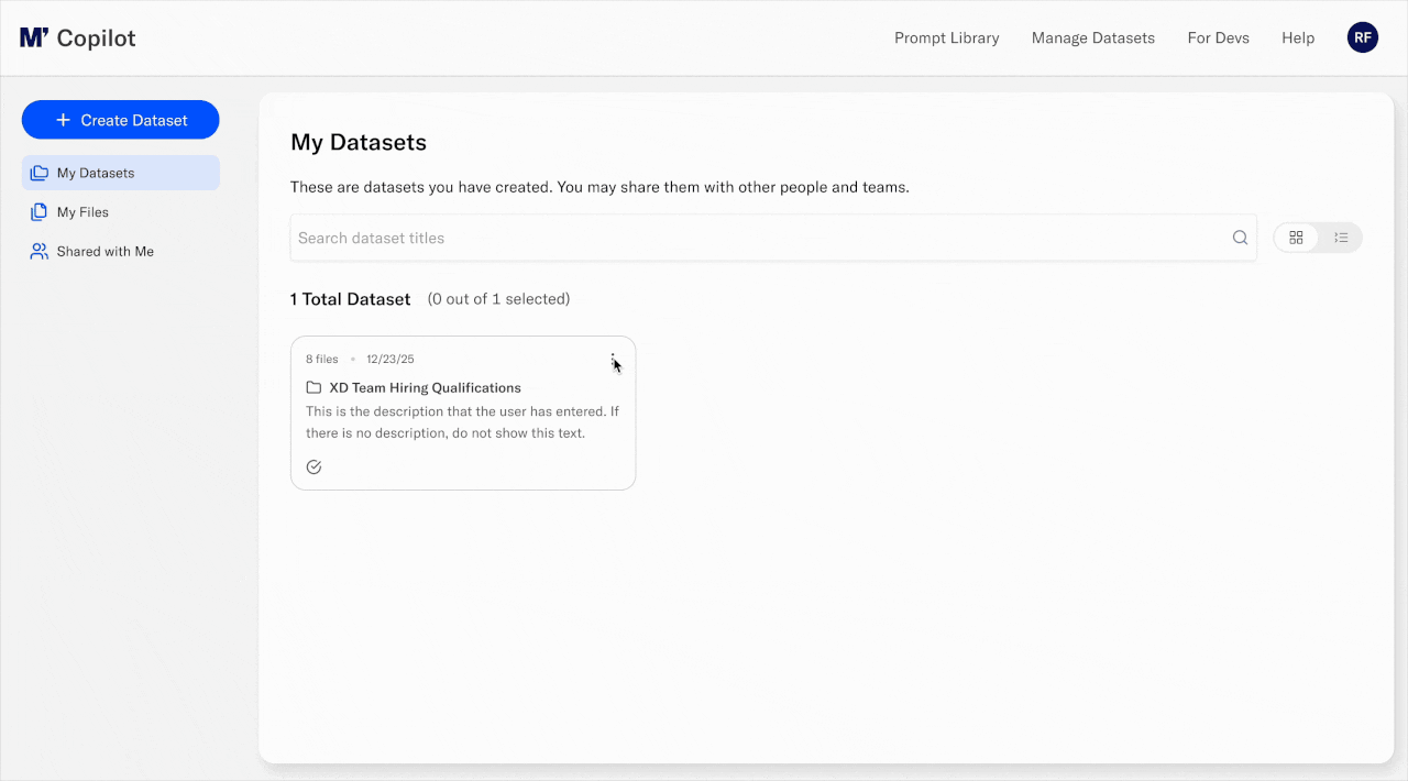 GIF of share dataset workflow