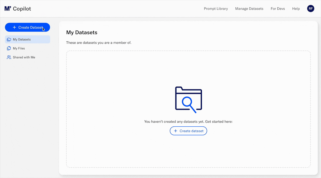 GIF of create dataset interaction