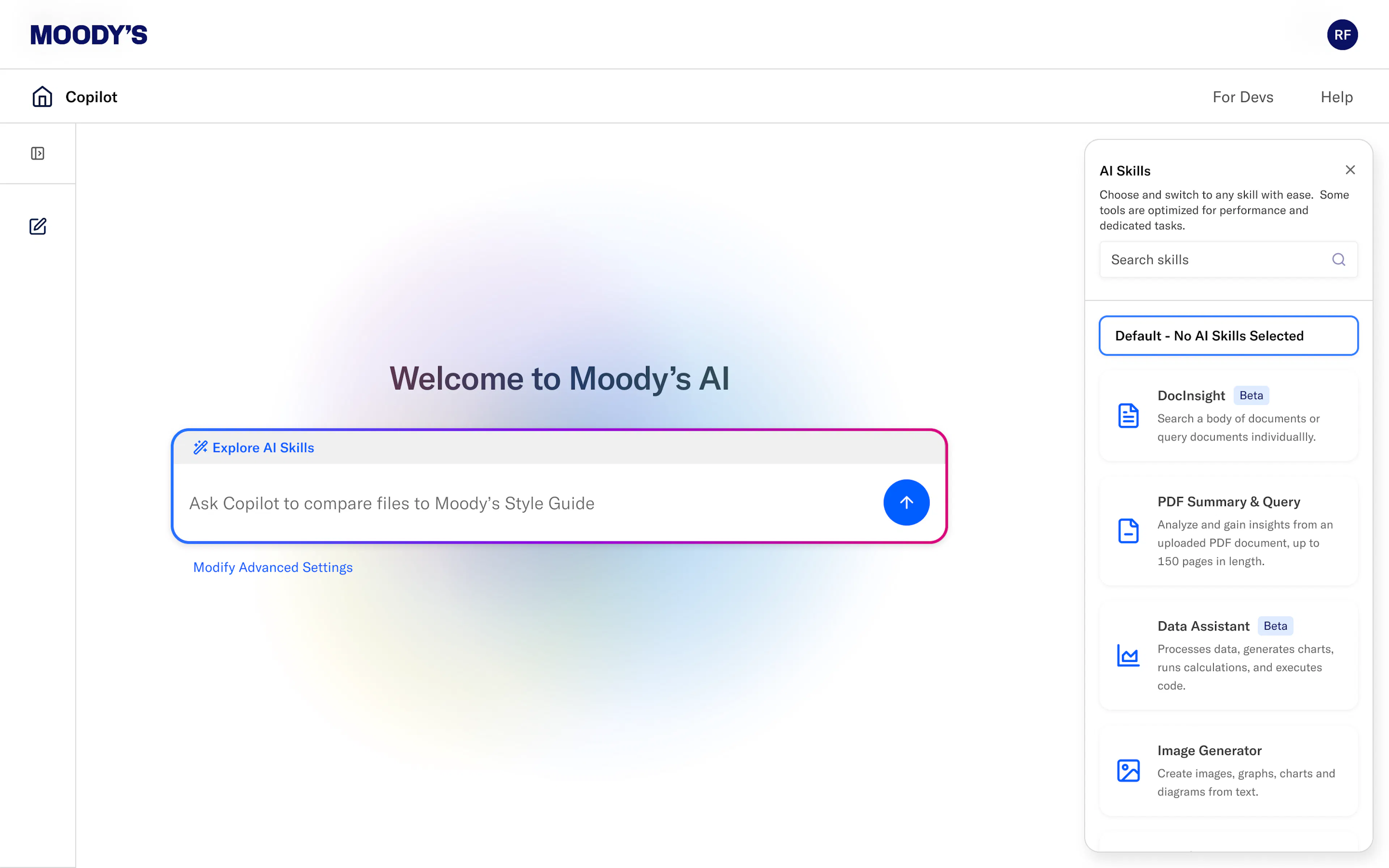 Moody's AI Home Page