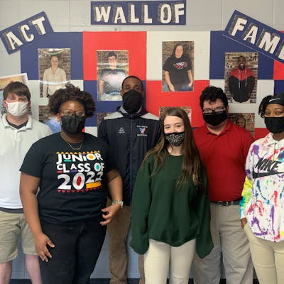 Juniors at East Marion High School were recently recognized for their ACT score improvements. Back row, from left: Steven Robbins, Terry Lisenby, and Nicholas Colvin. Front row, from left: Shamyah Sims, Alexis Lott, and Destiny Brown.