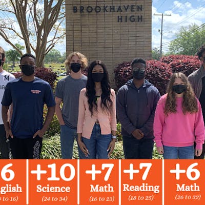 Brookhaven High School Juniors realized major ACT® improvements recently after preparing with Jumpstart Test Prep. Picture are L to R: Bryce Bradley, Gary Clark, Collin Kellum, Kaytlin Humphreys, Galen Clark, Leyton Roberson, and Ajani Thompson.