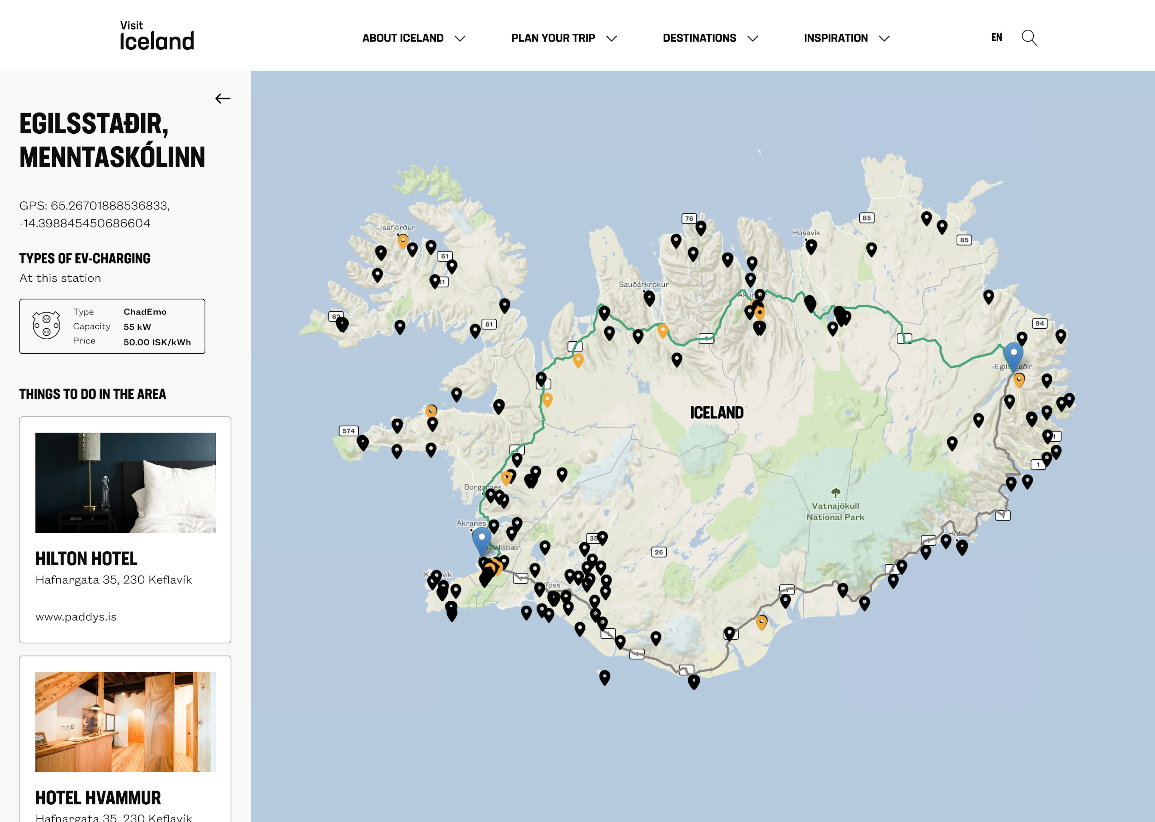 Skjámynd af vefsíðu Visit Iceland