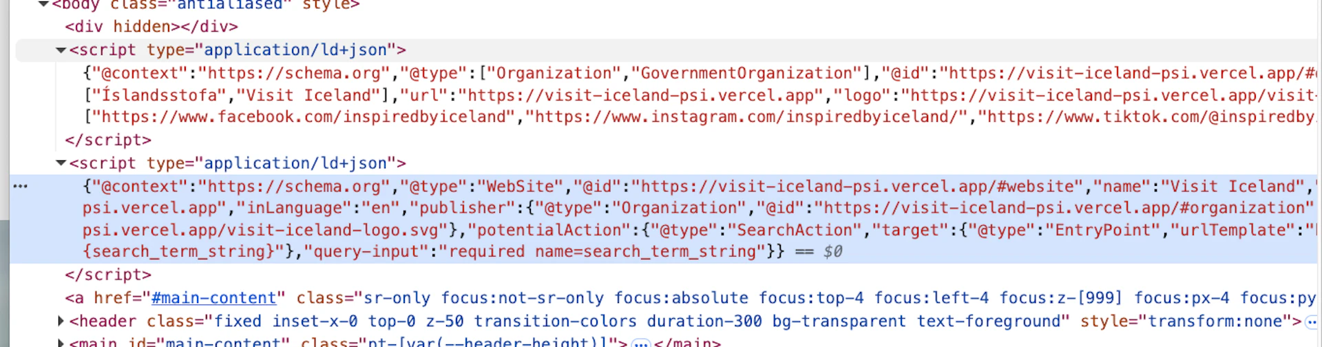 json-ld blob in html