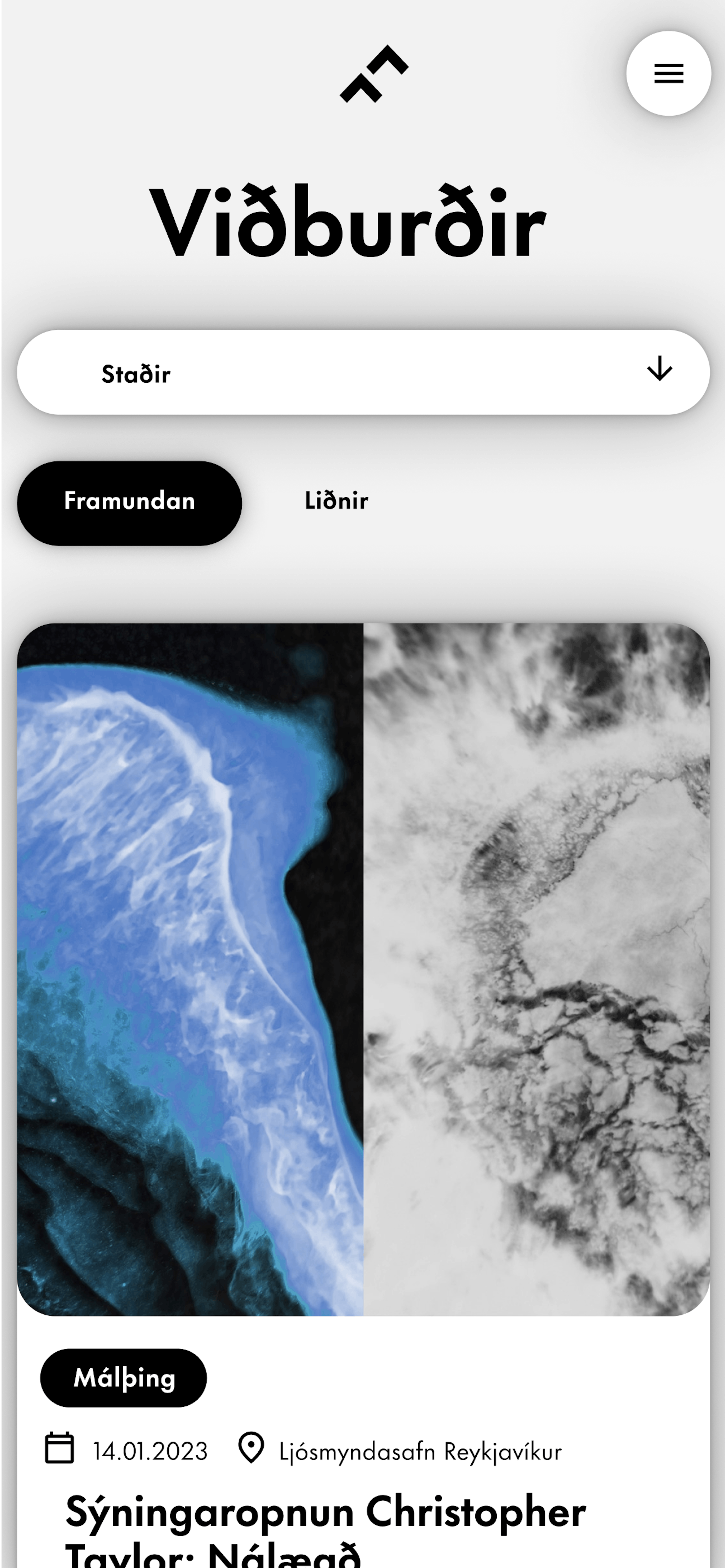 Skjámynd af undirsíðu Borgarsögusafnsins