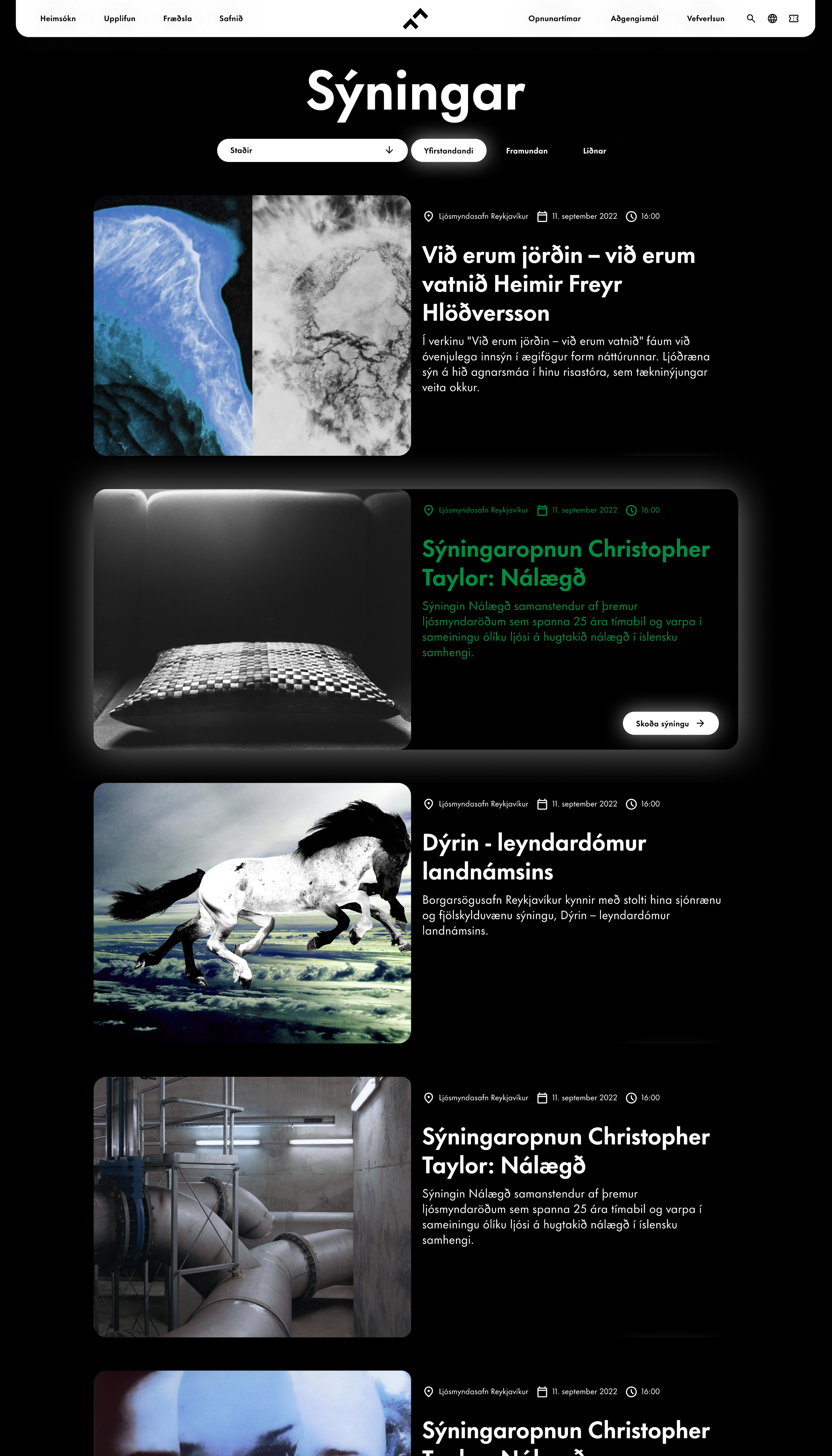 Skjámynd af undirsíðu Borgarsögusafnsins