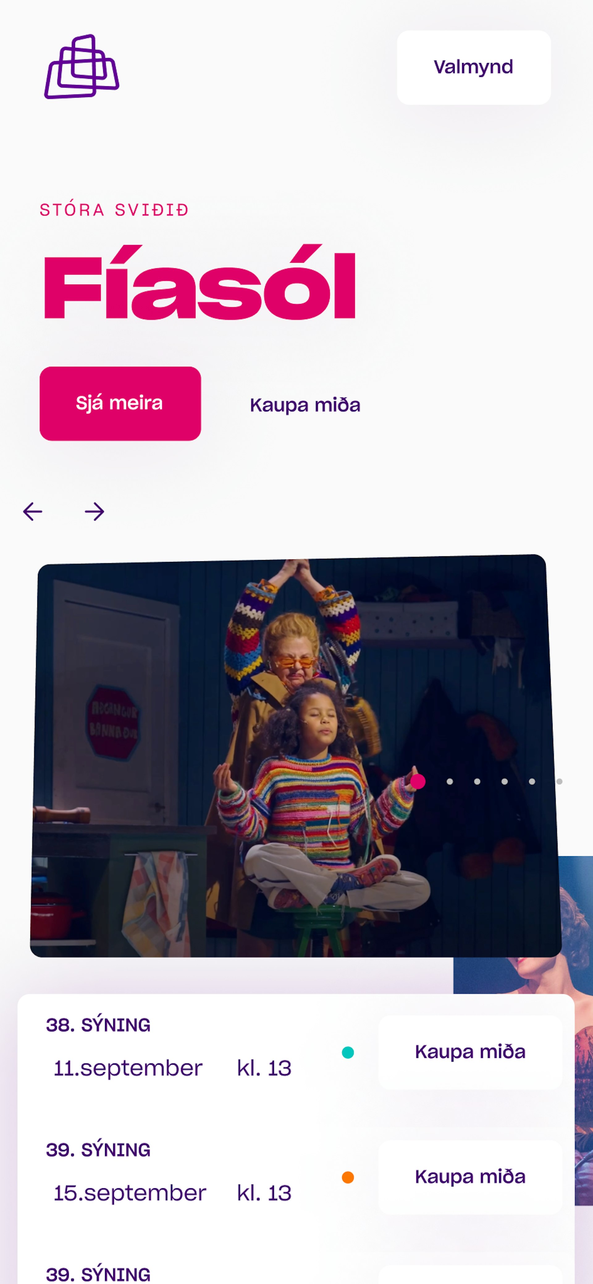 Síða Borgarleikhússins um sýninguna Fíasól með mynd úr leikritinu og upplýsingum um miða.