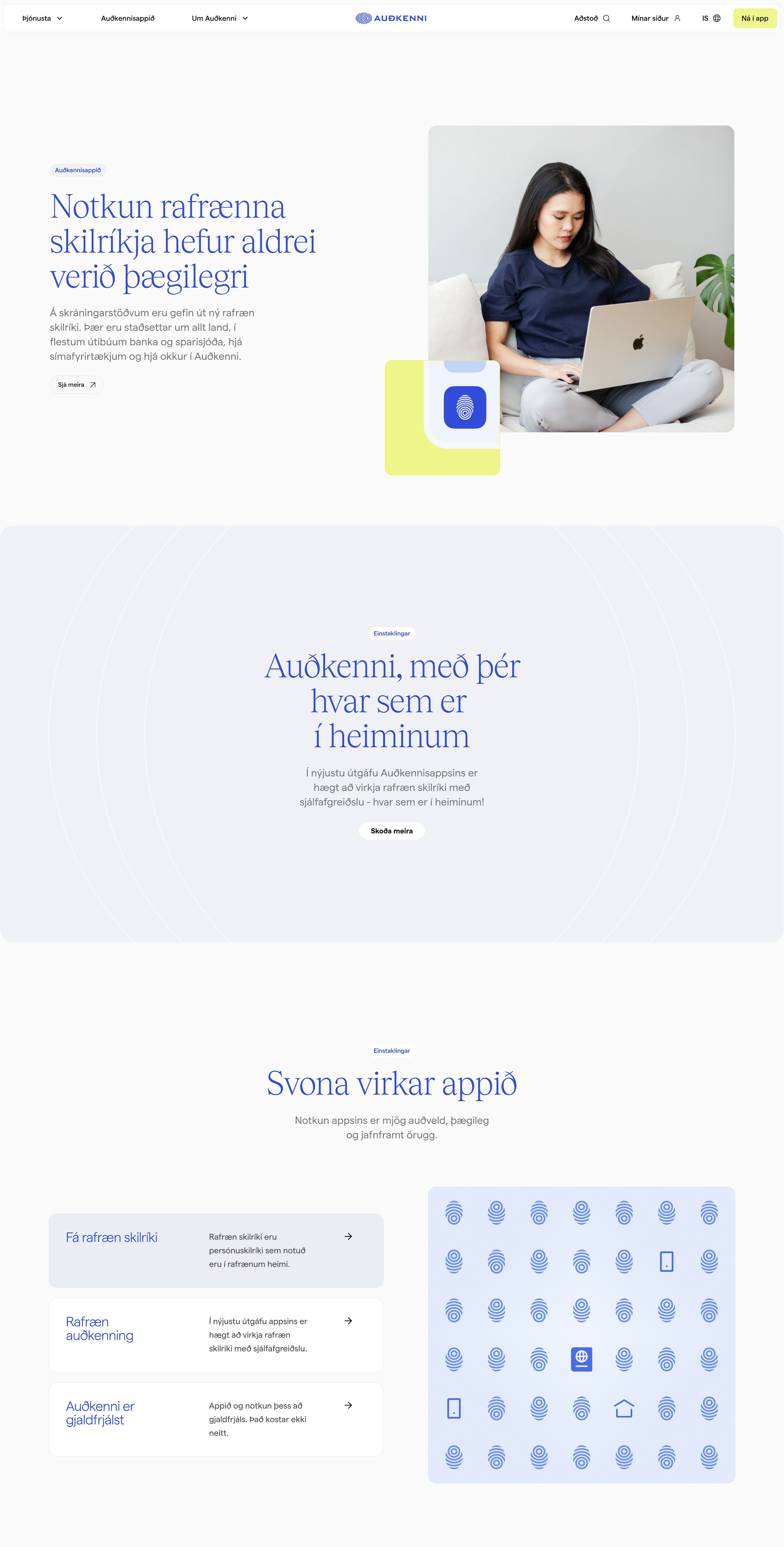 Skjámynd af hundirsíðu Auðkenni