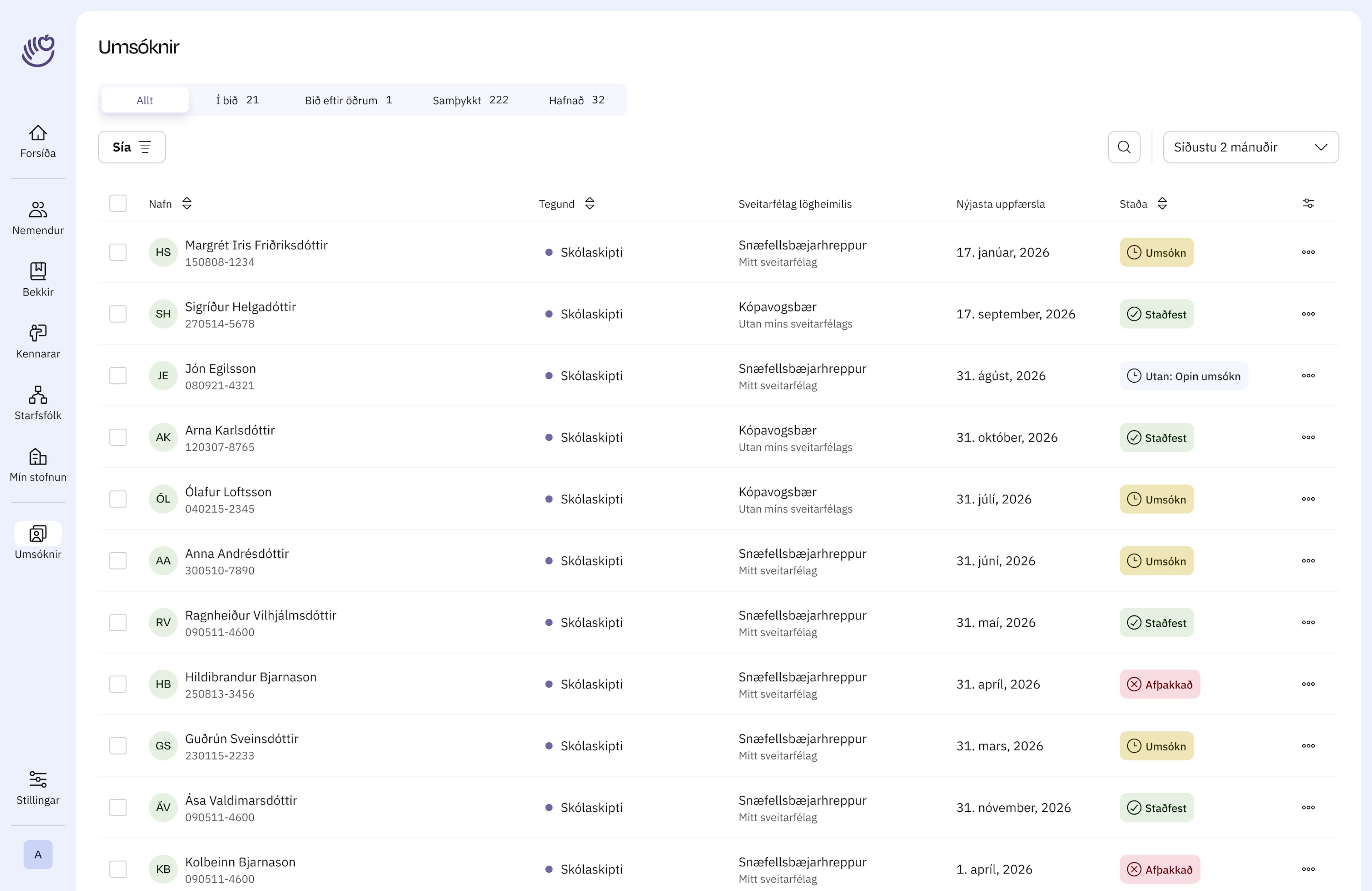 Skjámynd af vef Nemendagrunnur