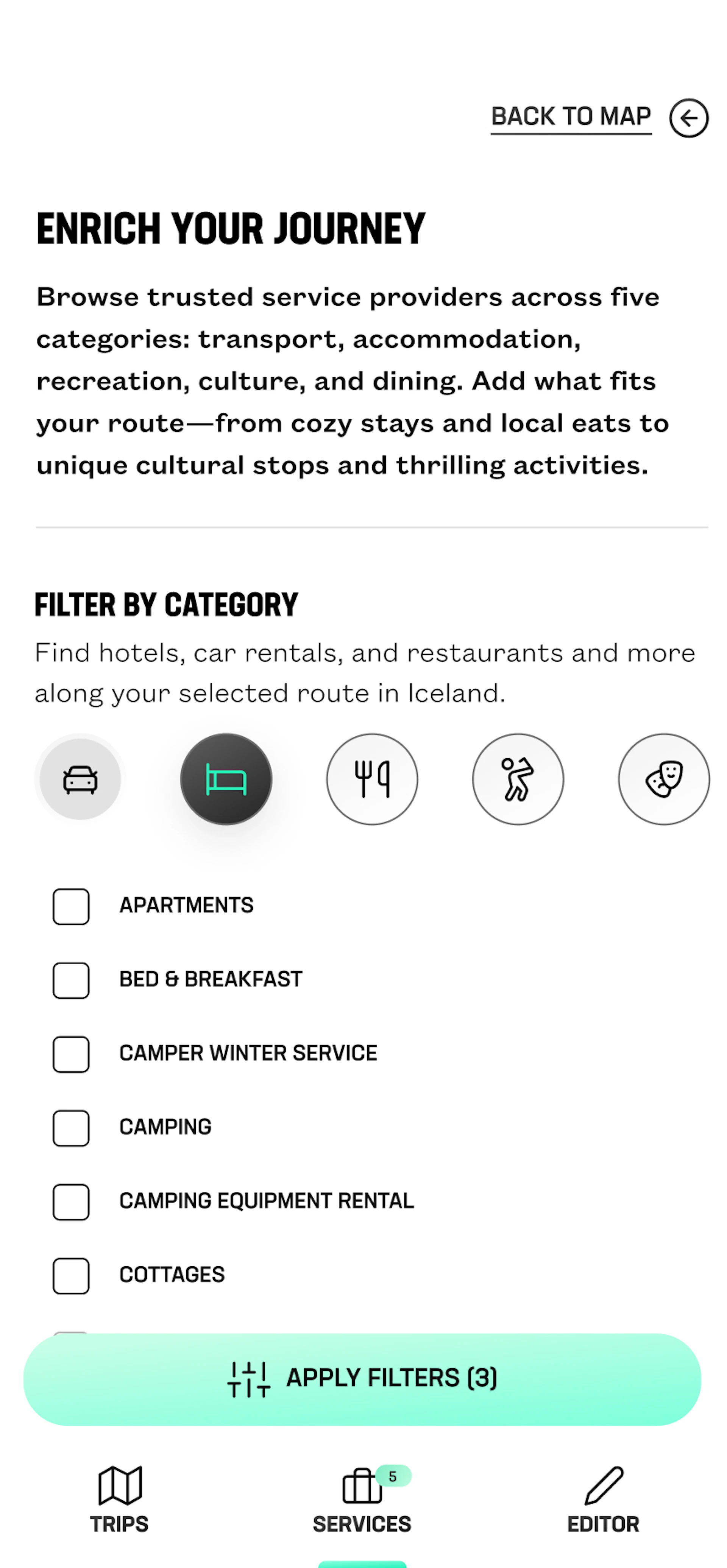 Skjámynd af korti af Íslandi í farsíma