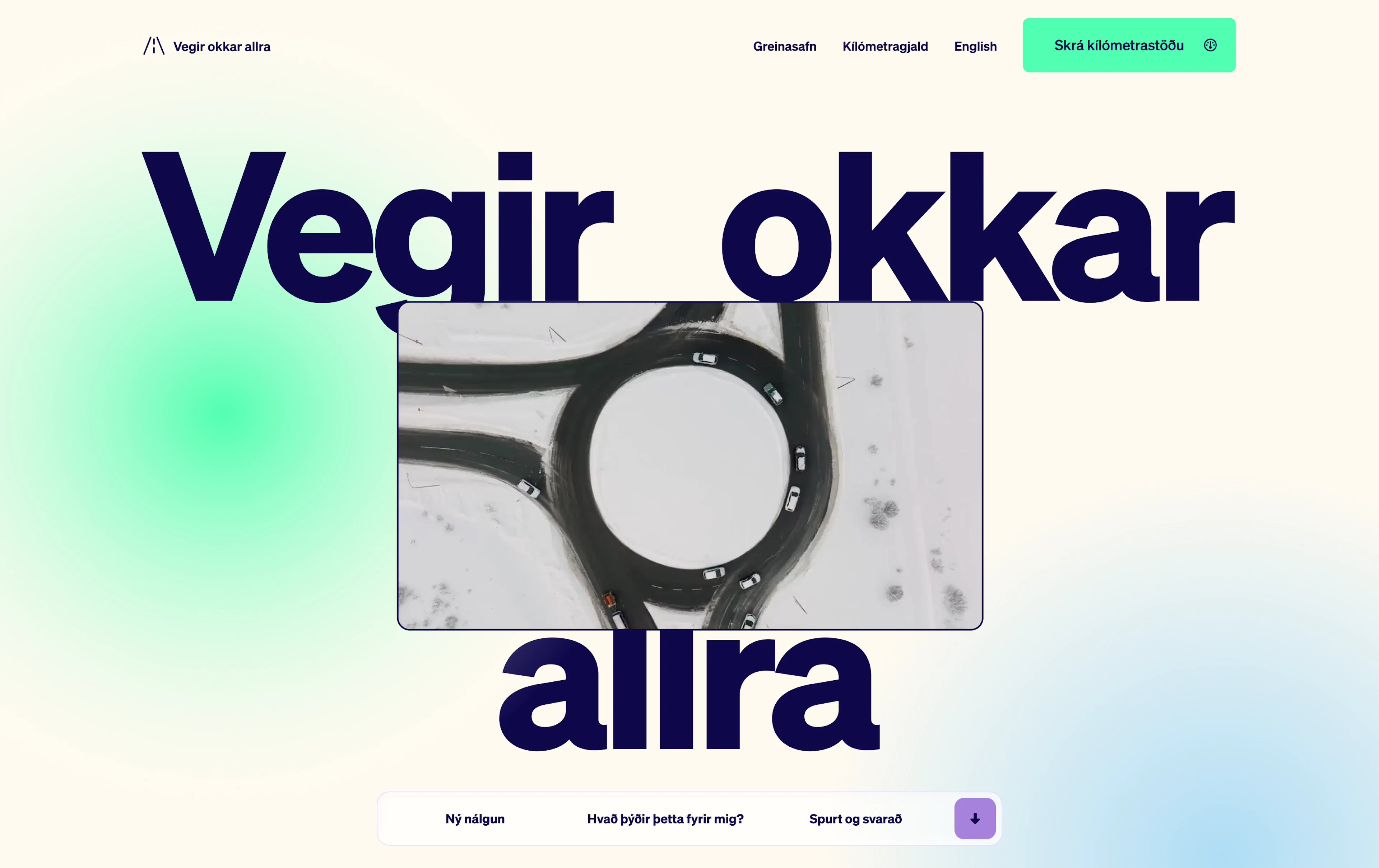 Skjáskot af aðalhluta á vef Vegir okkar allra