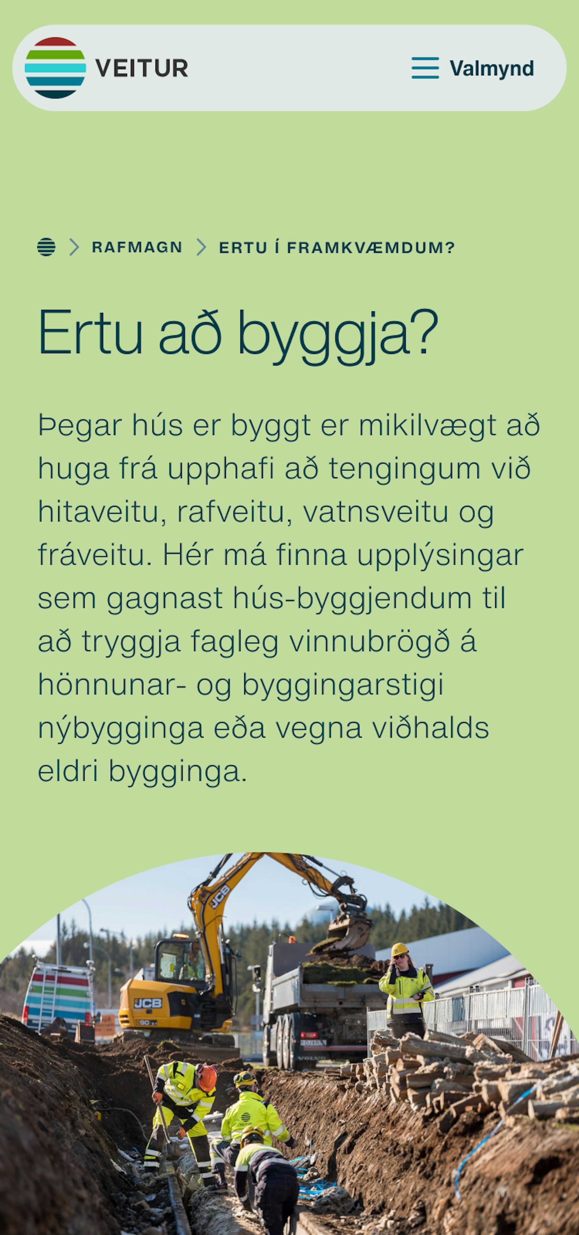 Skjámynd af síðu Veitna