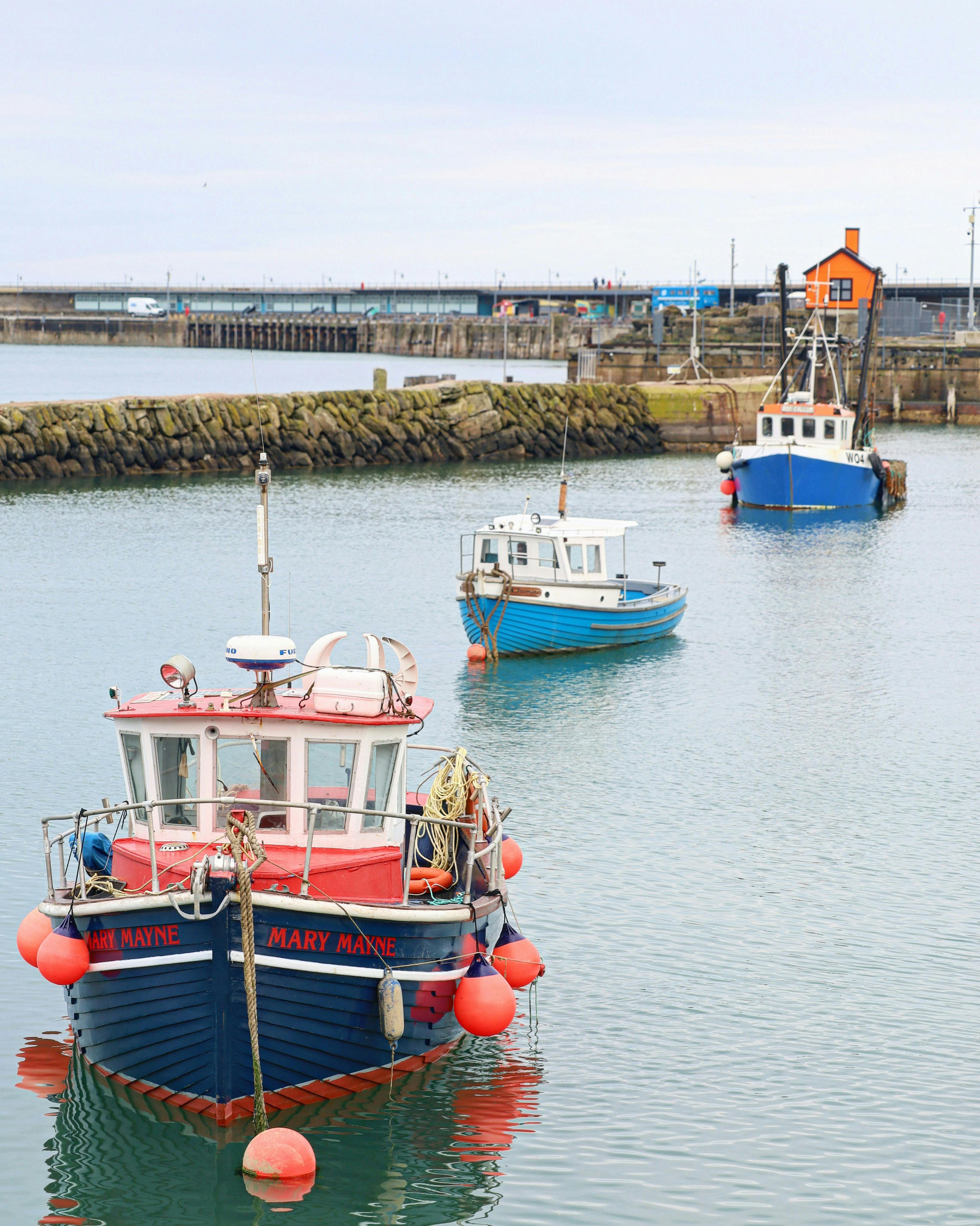 3 fishing boats in Folkestone Harbour