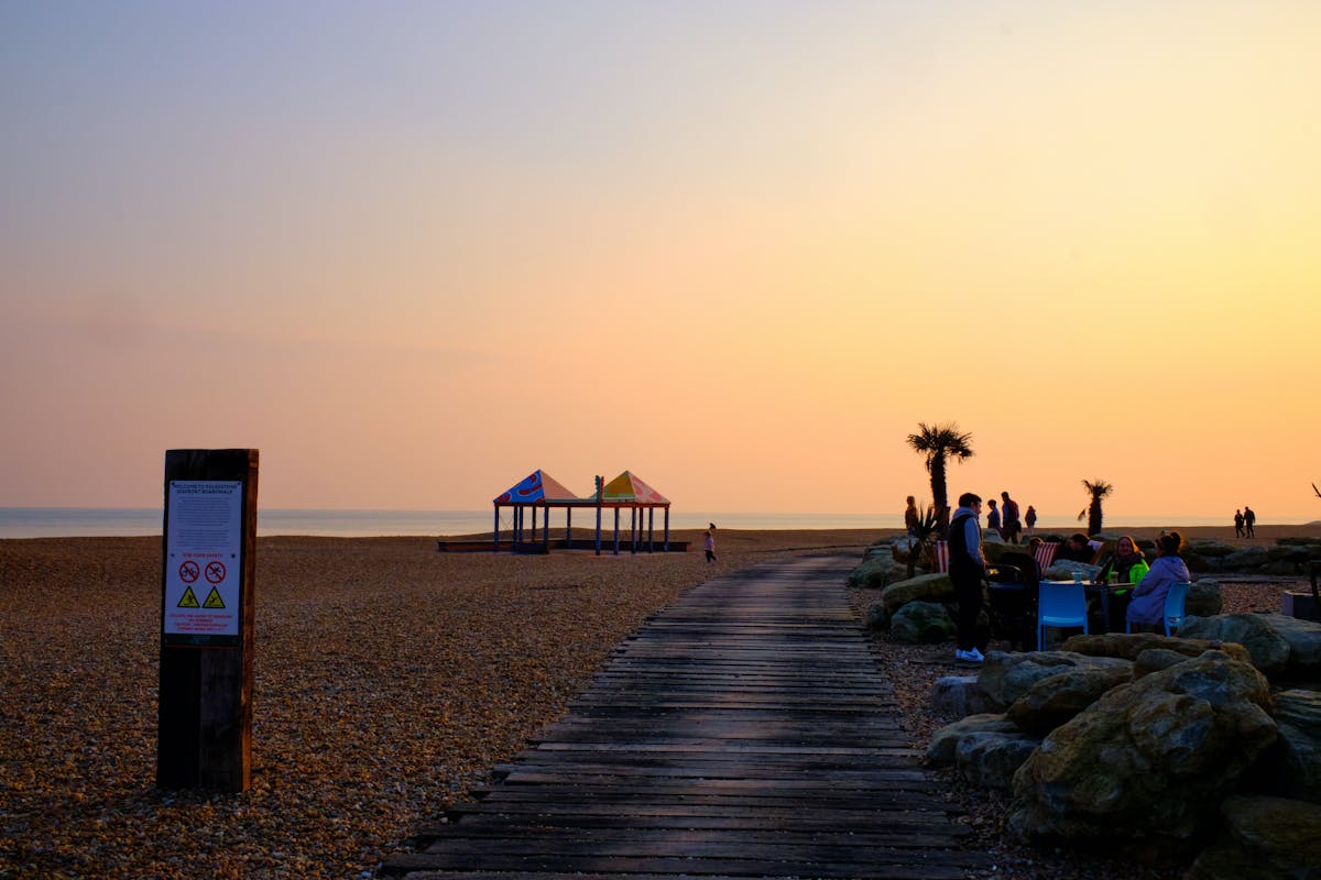 Folkestone seafront at sunset