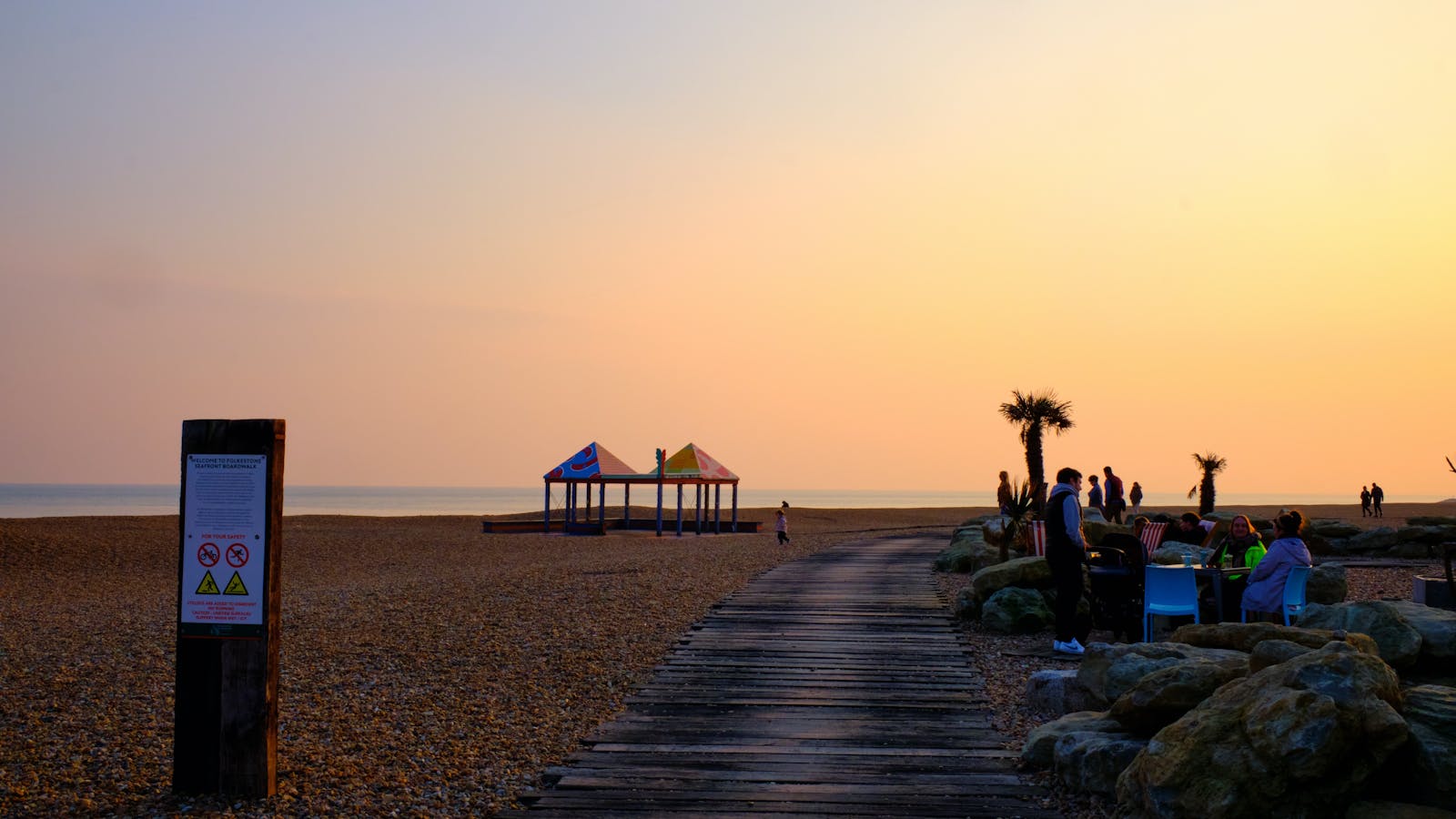 Folkestone seafront at sunset