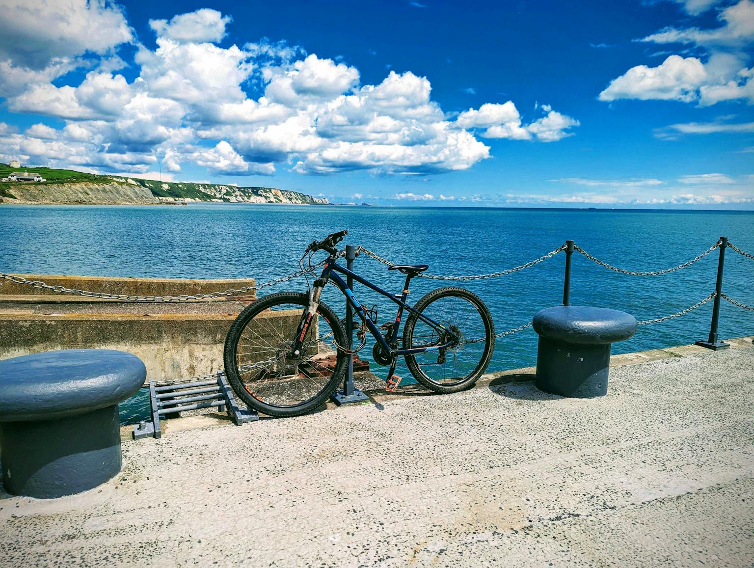 Bike next to sea wall in Folkestone