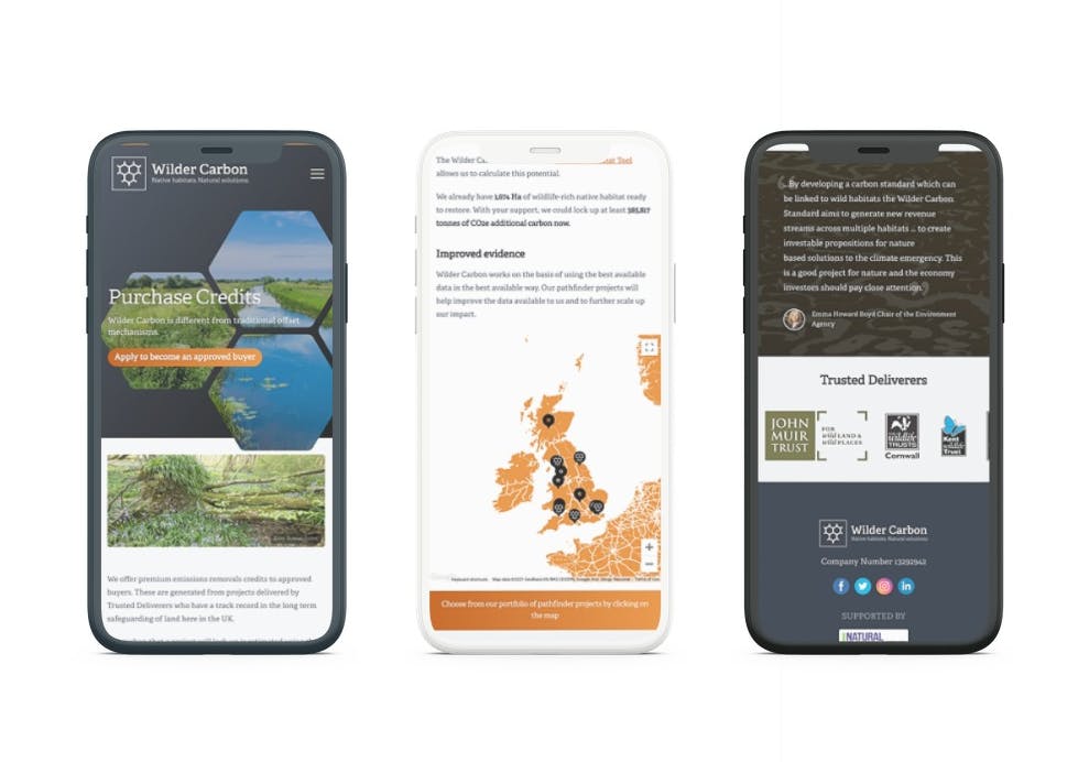 Wilder Carbon website mobile mockups