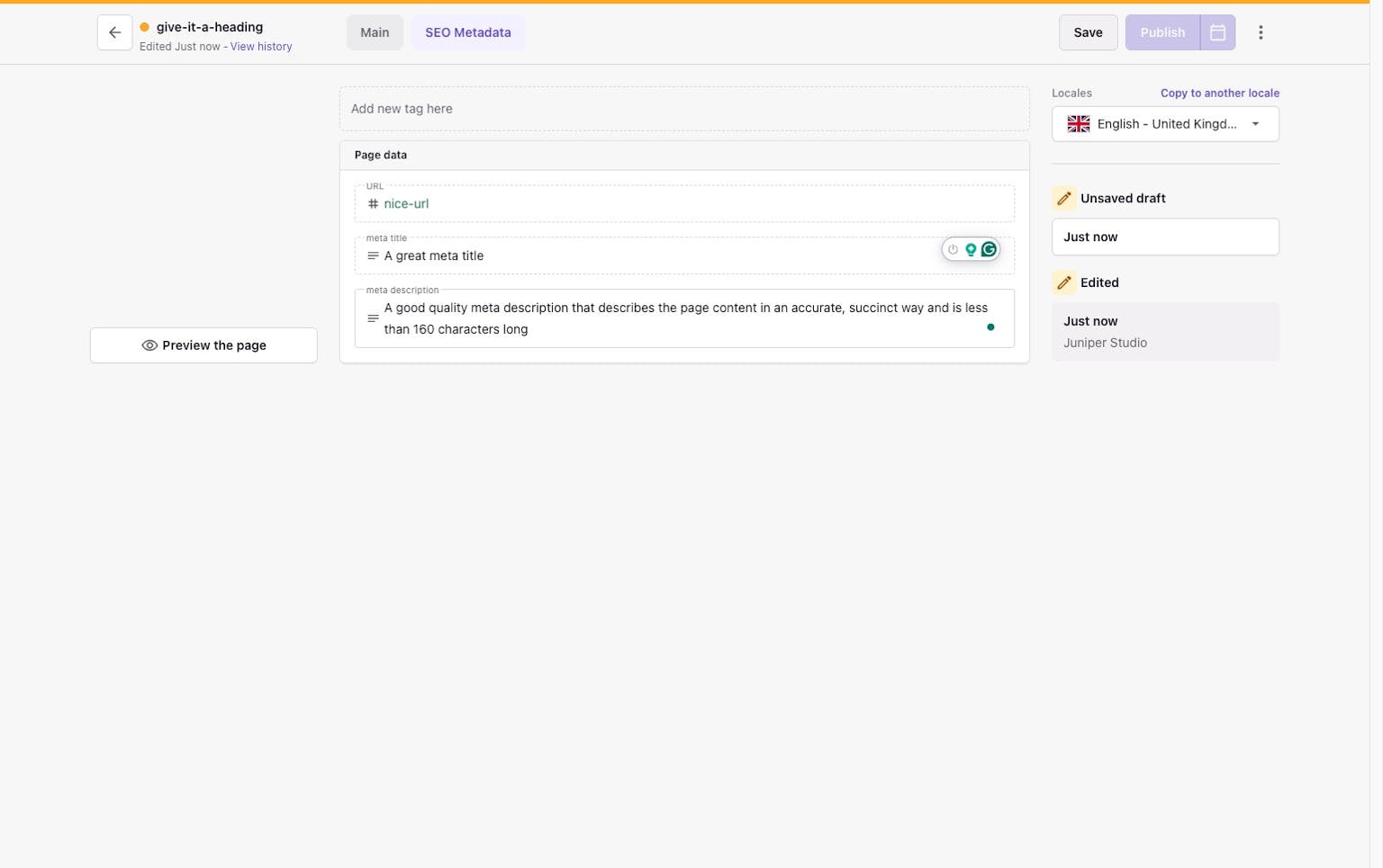 Prismic CMS seo metadata