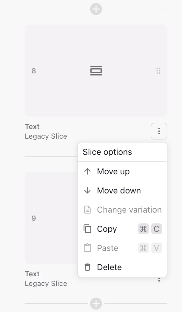 Controls to move the slices