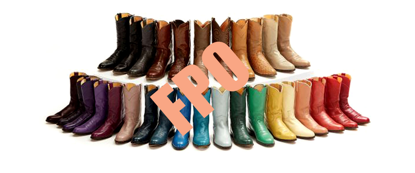 Assorted men's and women's roper boots.