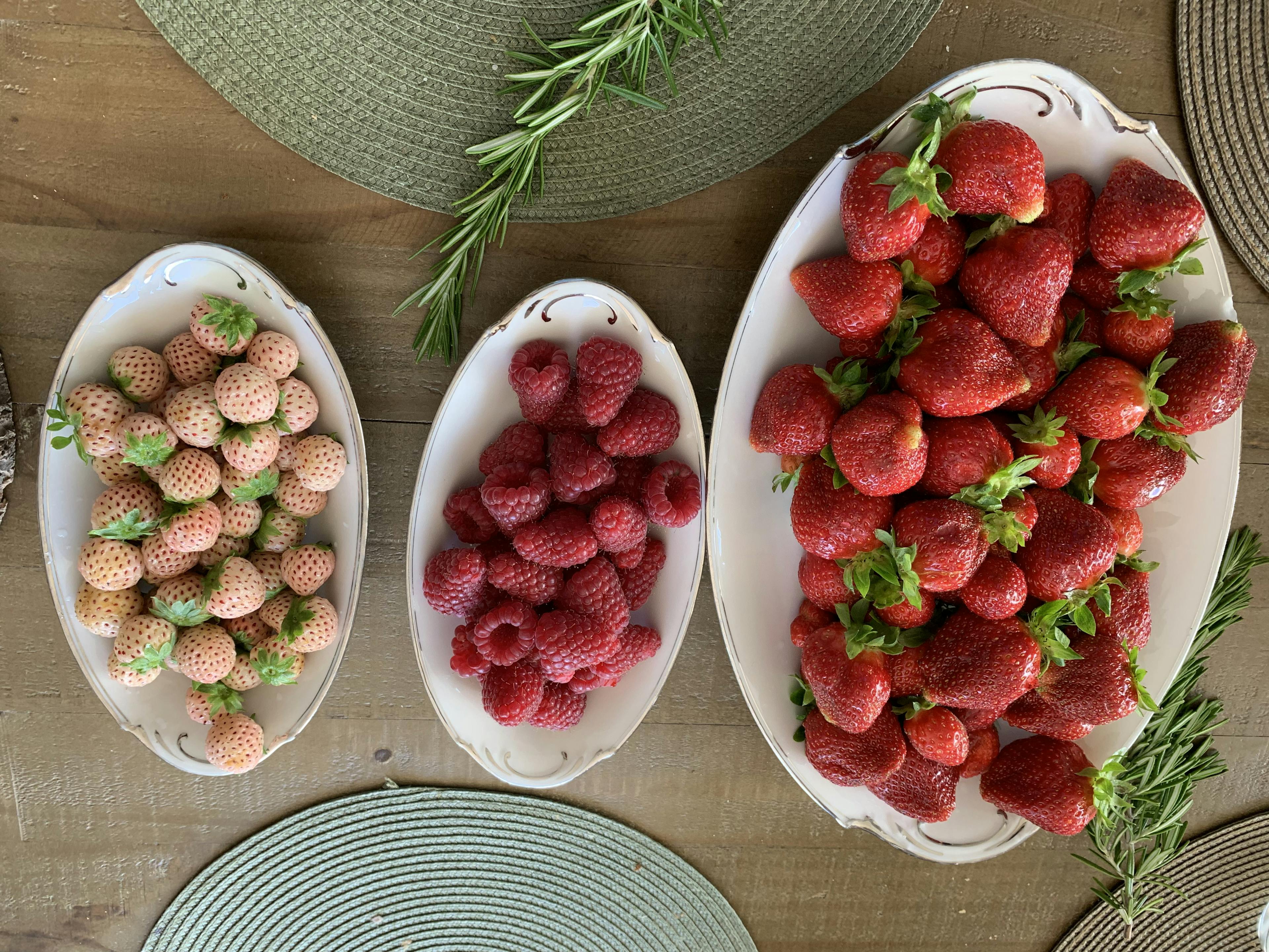 raspberries and strawberries