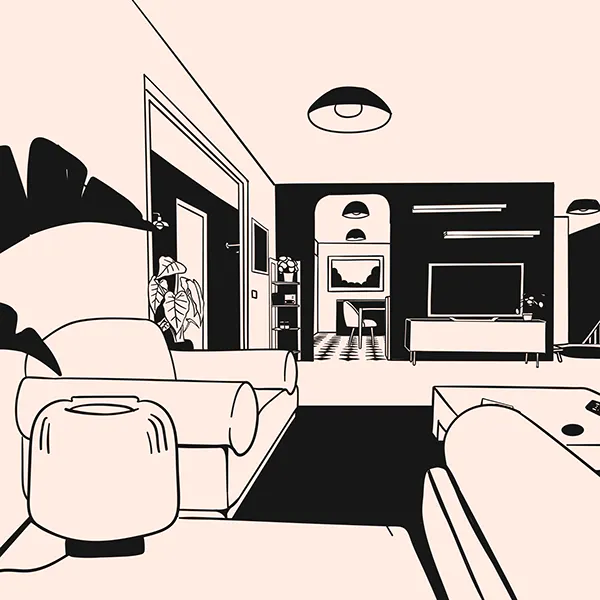 illustration house inside living room angle 4