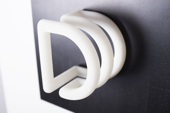 letter D printed in 3D 